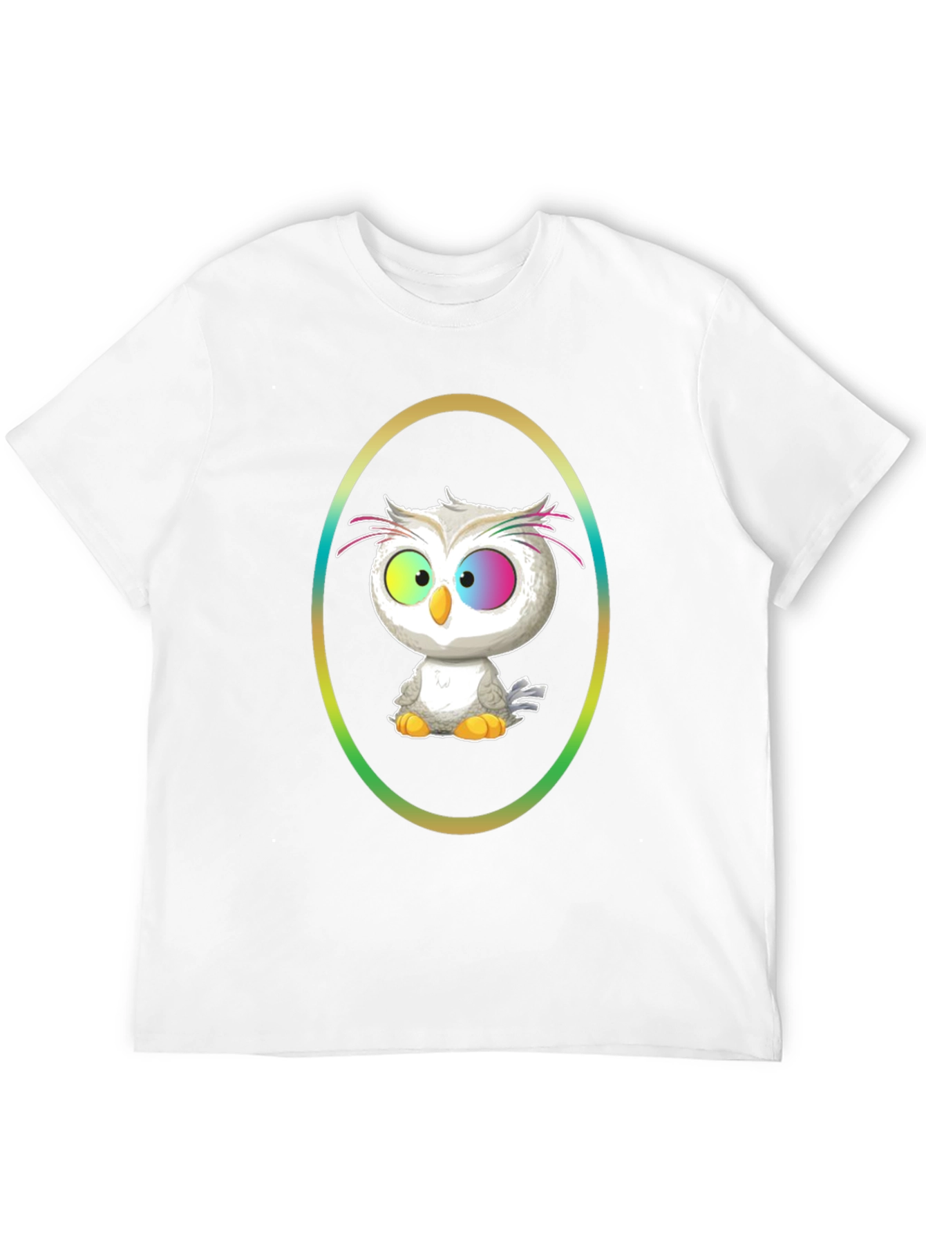 Cartoon Owl Graphic Tee - Black Cotton Shirt