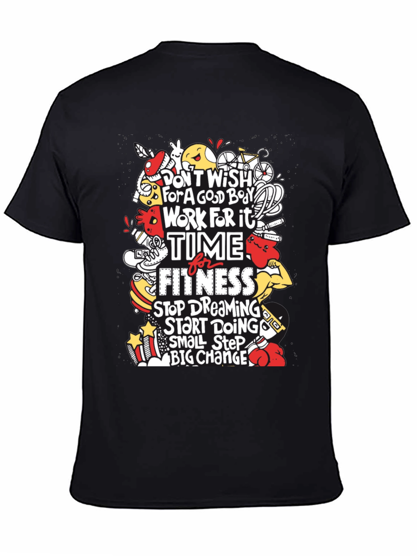 Motivational Fitness Graphic T-Shirt - Black