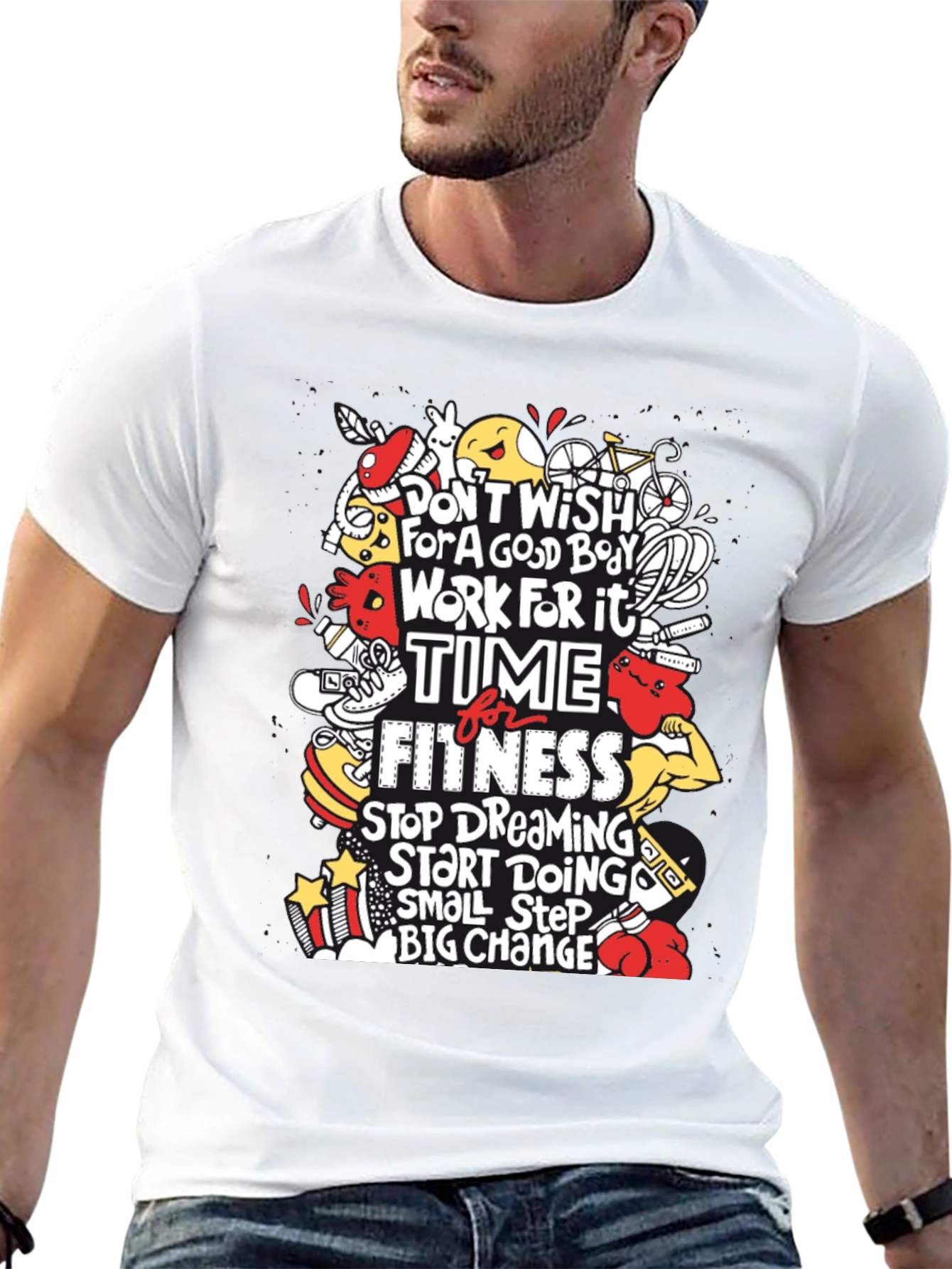Motivational Fitness Graphic T-Shirt - Black