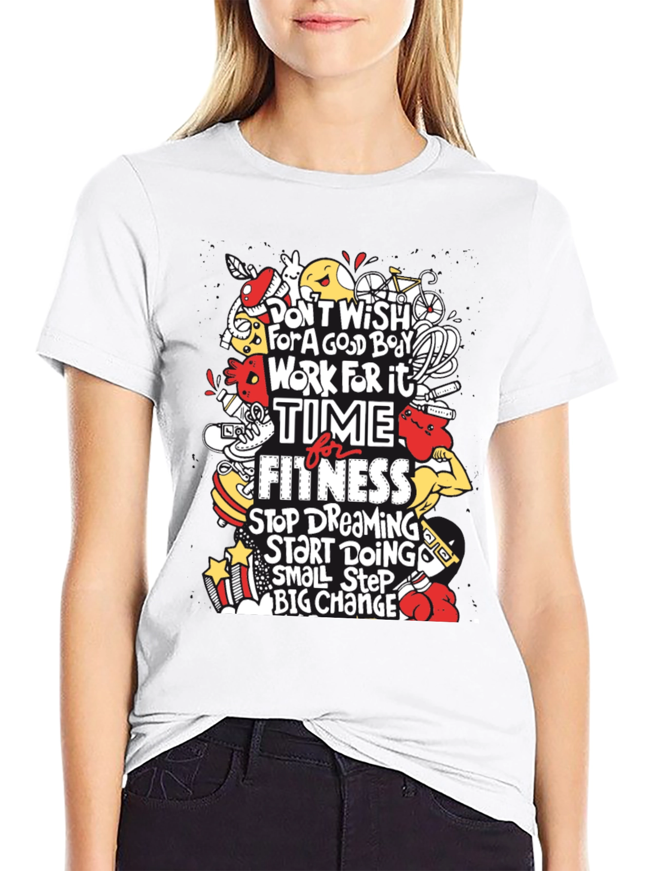 Motivational Fitness Graphic T-Shirt - Black