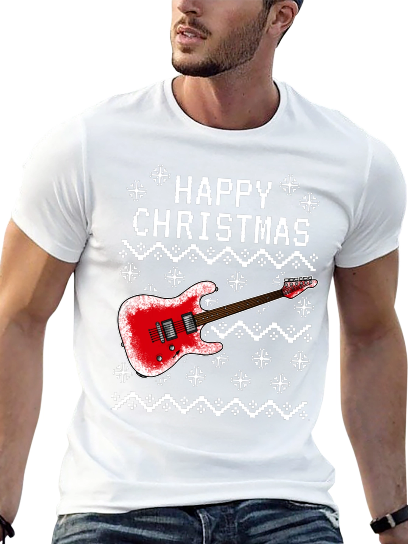 Happy Christmas Guitar Graphic Tee
