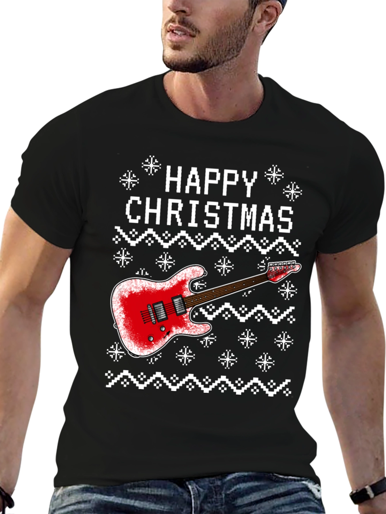 Happy Christmas Guitar Graphic Tee