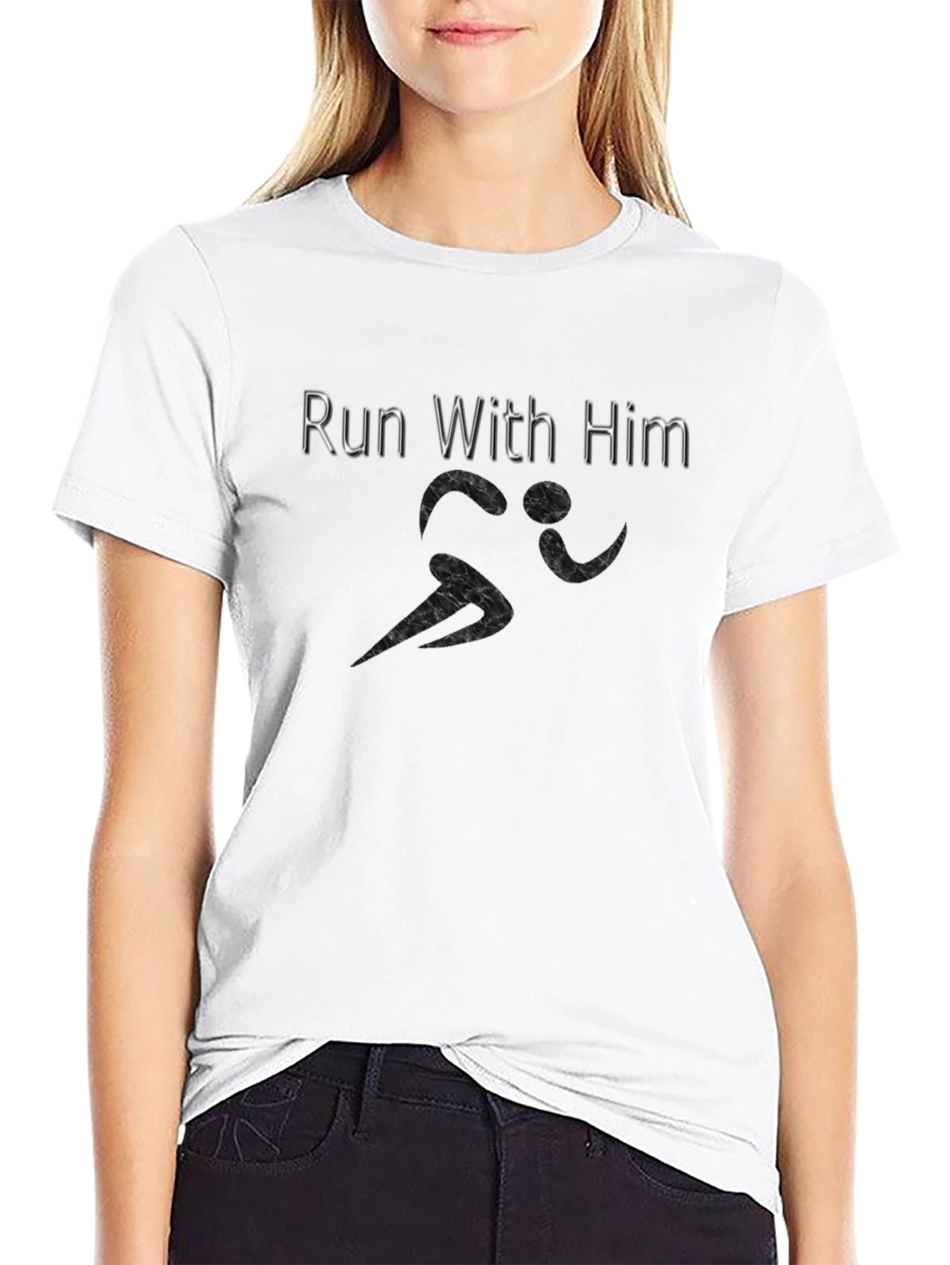Run With Him Black Graphic Tee
