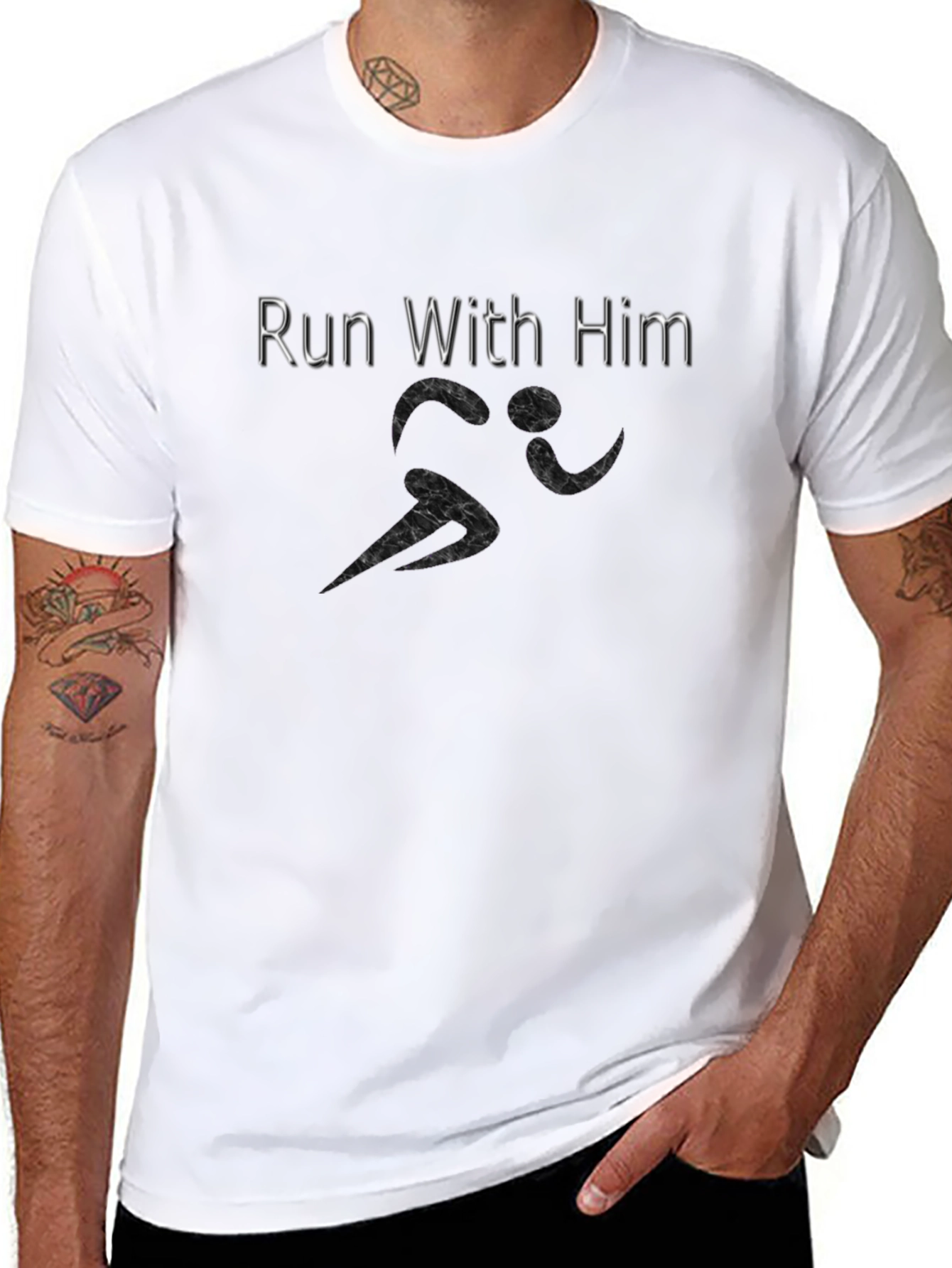 Run With Him Black Graphic Tee