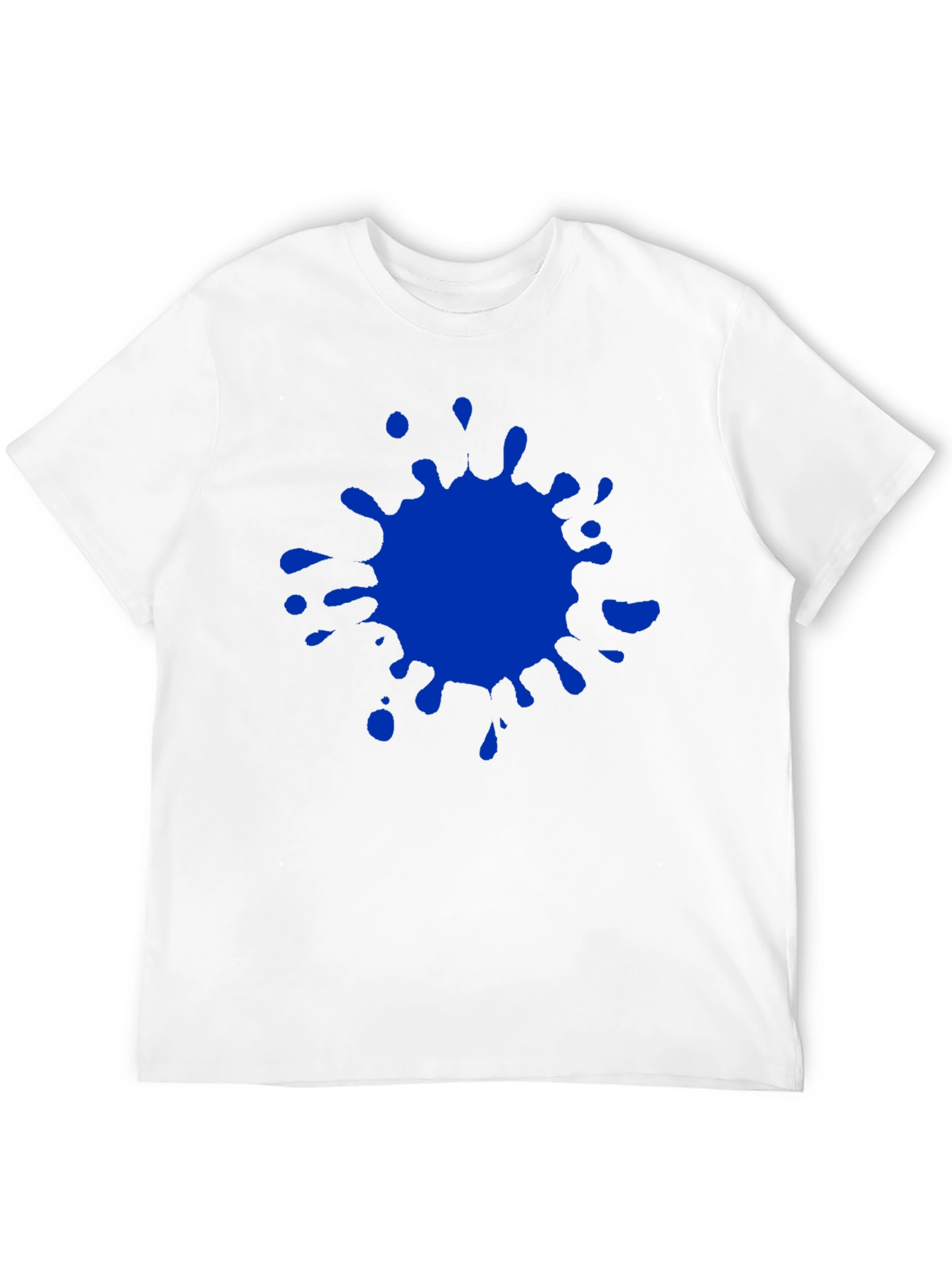 Blue Splatter Graphic Tee - Mens Casual Crew Neck