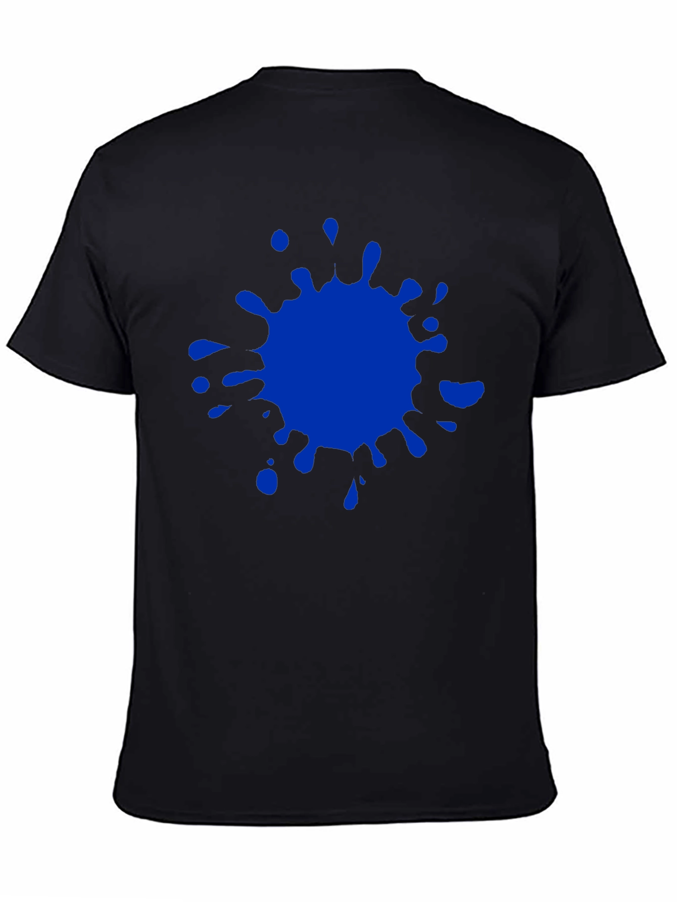 Blue Splatter Graphic Tee - Mens Casual Crew Neck