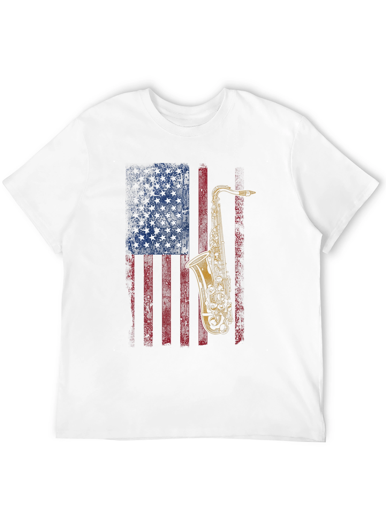 Saxophone American Flag Graphic T-Shirt