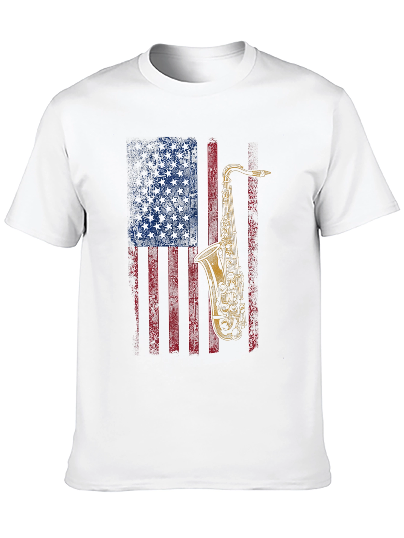 Saxophone American Flag Graphic T-Shirt
