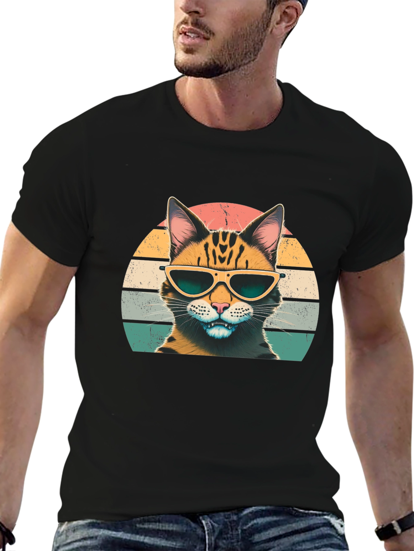 Cool Cat Graphic Tee - Retro Style