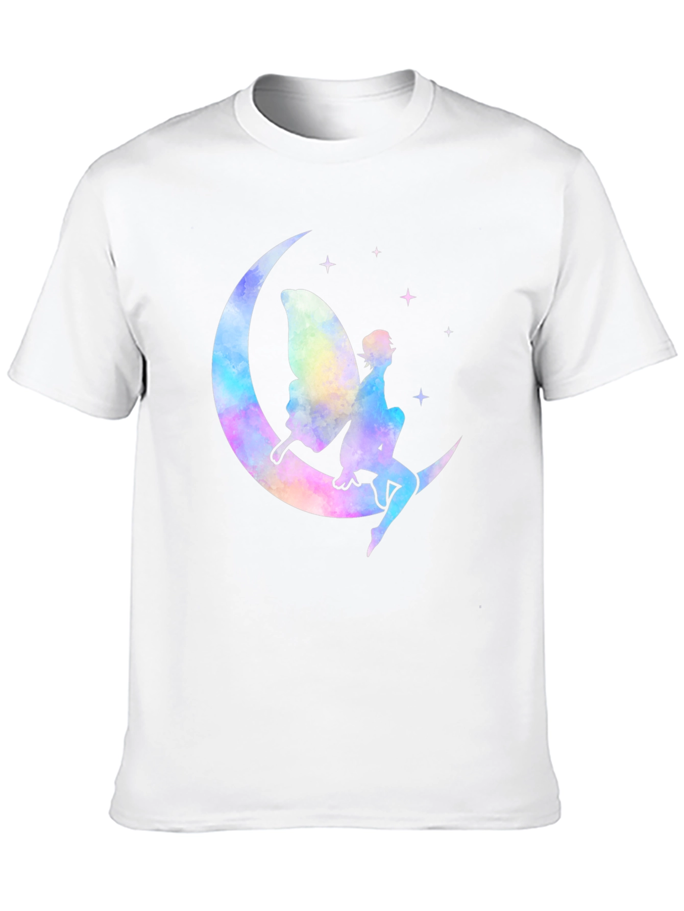Whimsical Fairy Moon Graphic T-Shirt - Black