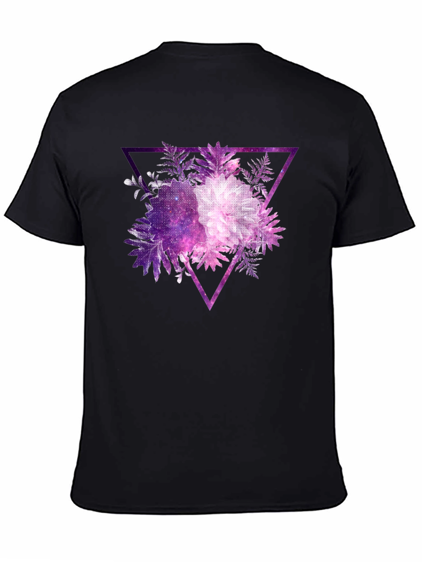 Galaxy Floral Triangle Mens Black T-Shirt