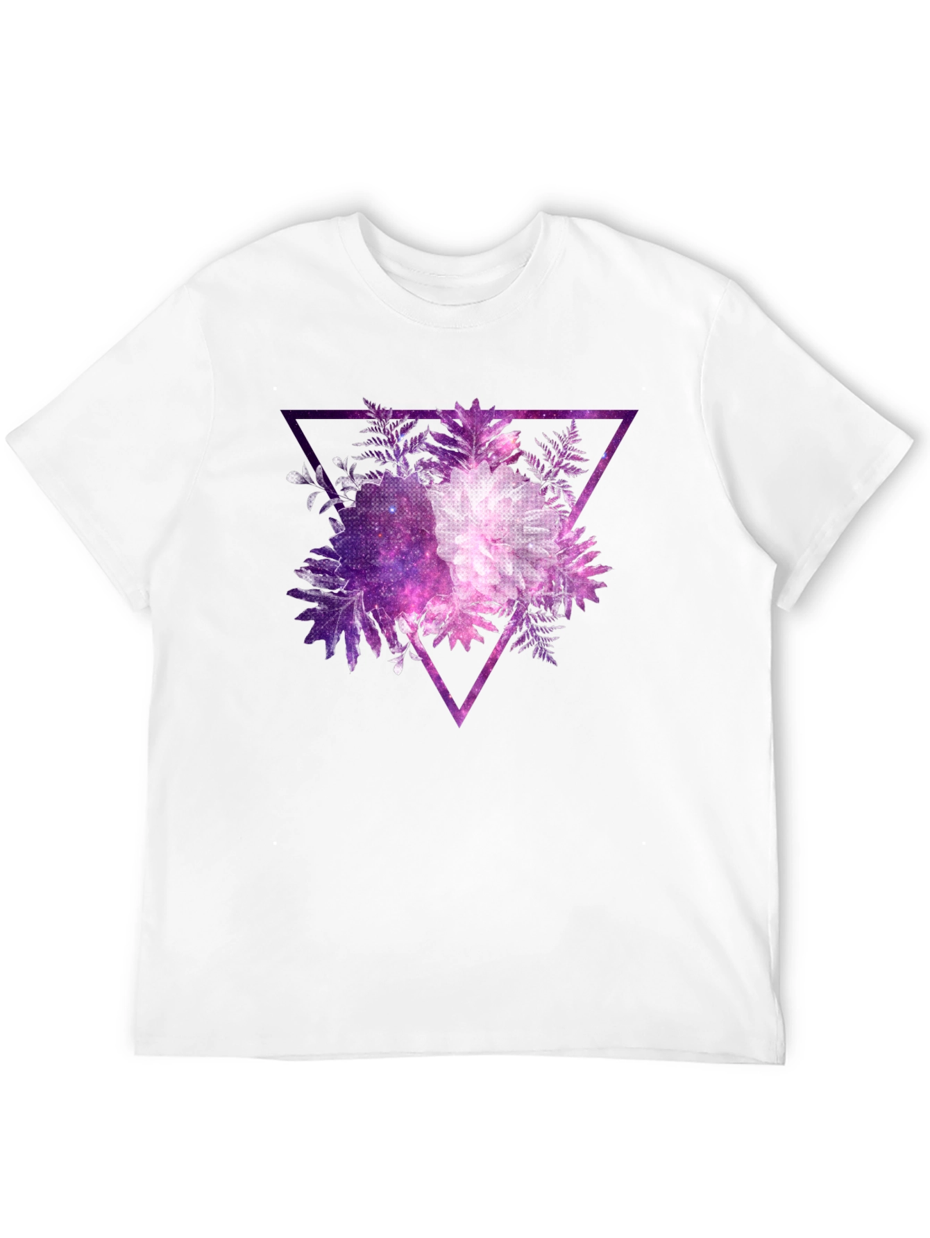 Galaxy Floral Triangle Mens Black T-Shirt