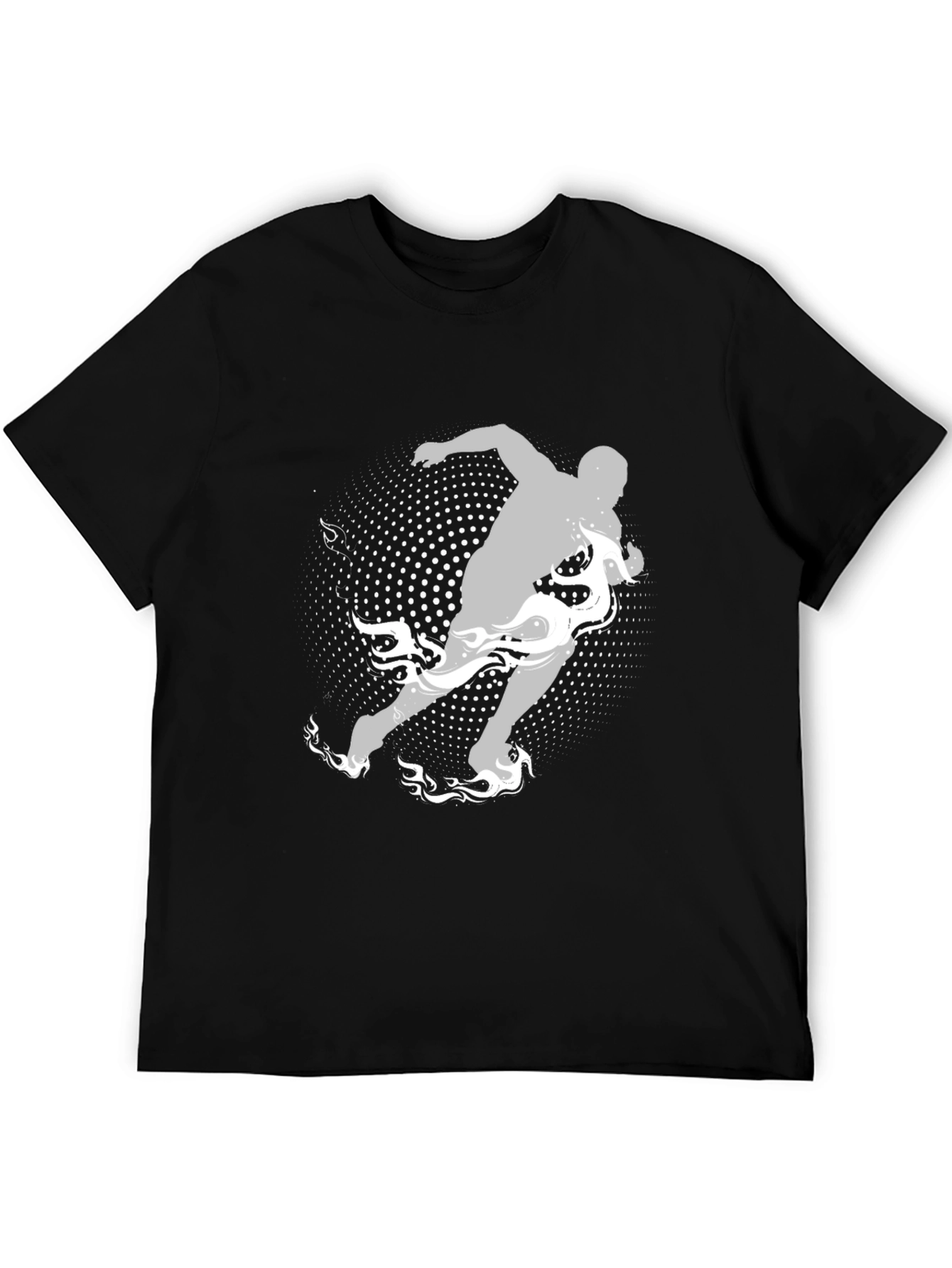 Mens Graphic Tee: Runner with Flame Design