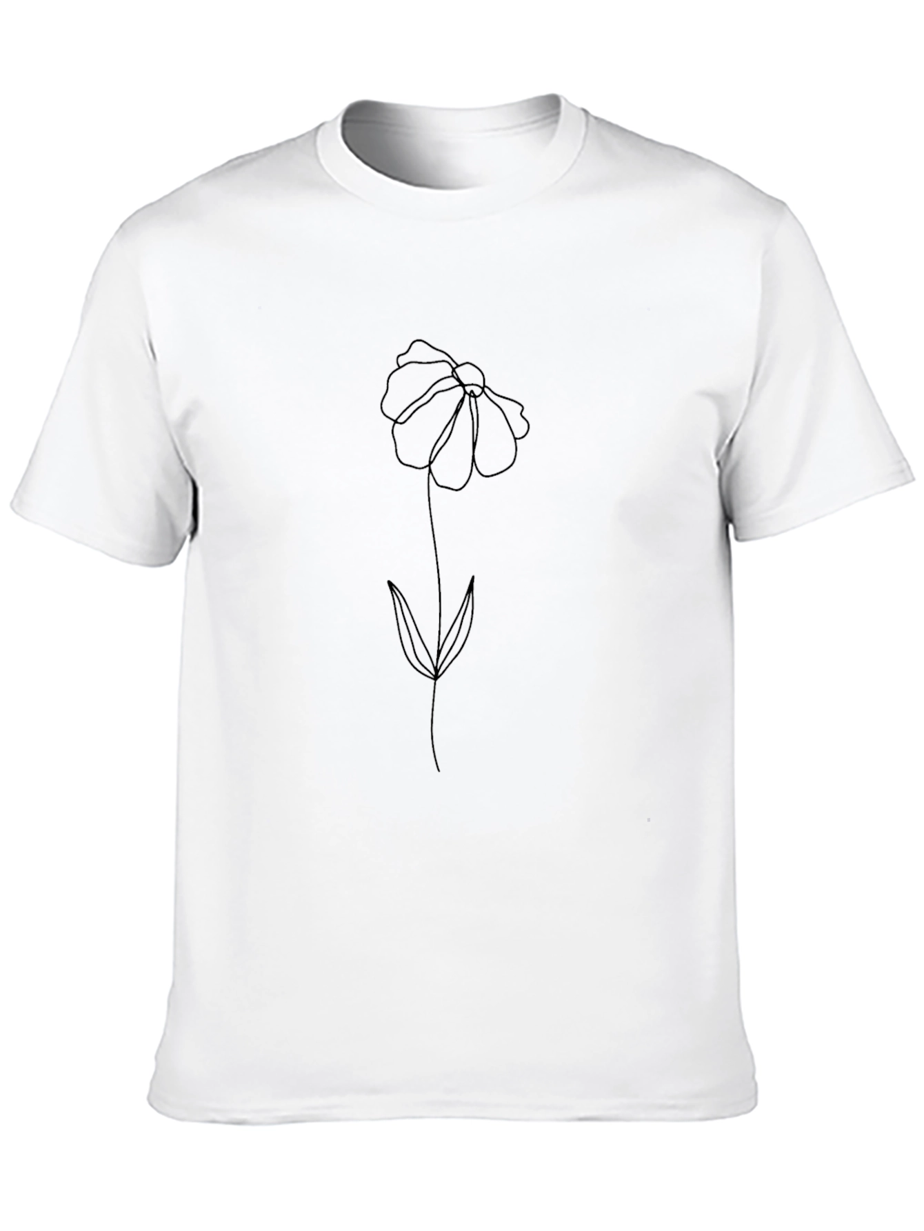 Minimalist Flower Graphic Black T-Shirt