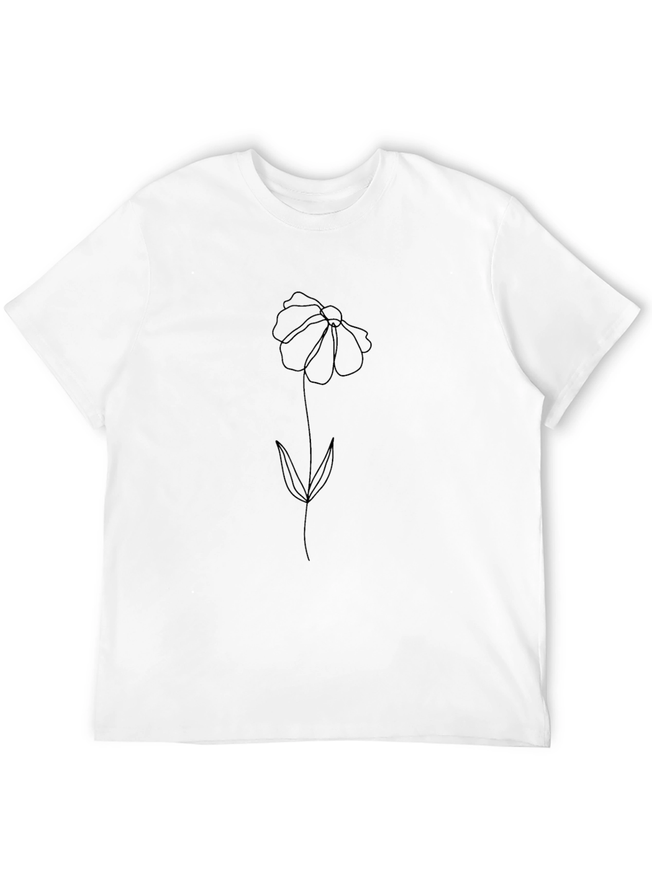 Minimalist Flower Graphic Black T-Shirt