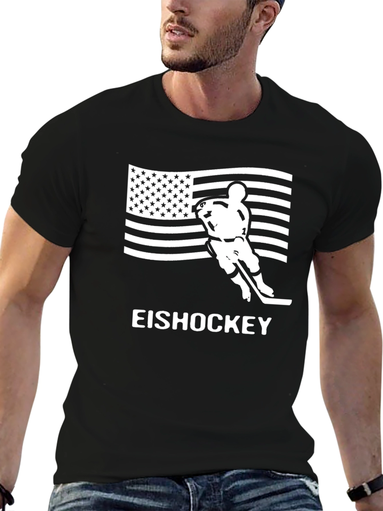 Ice Hockey USA Flag T-Shirt
