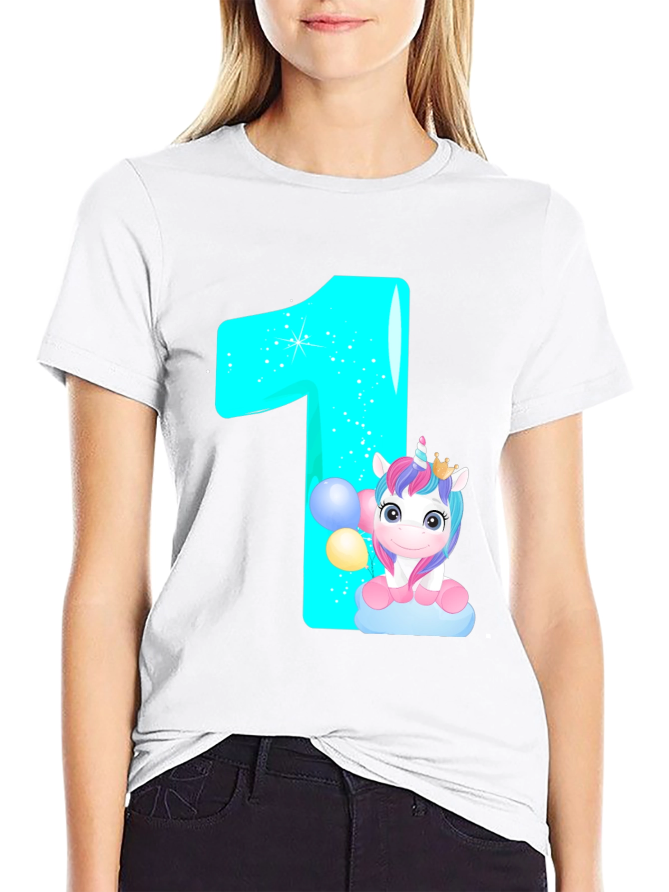 Unicorn 1st Birthday Black T-Shirt