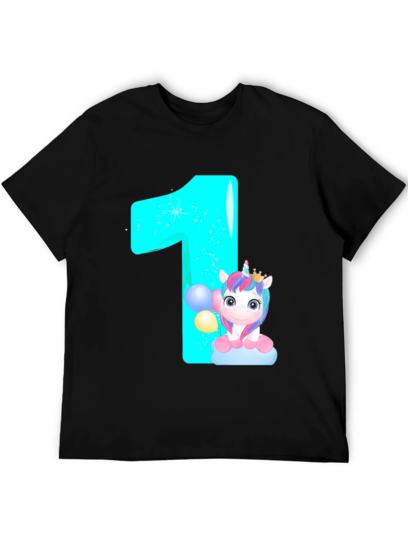 Unicorn 1st Birthday Black T-Shirt