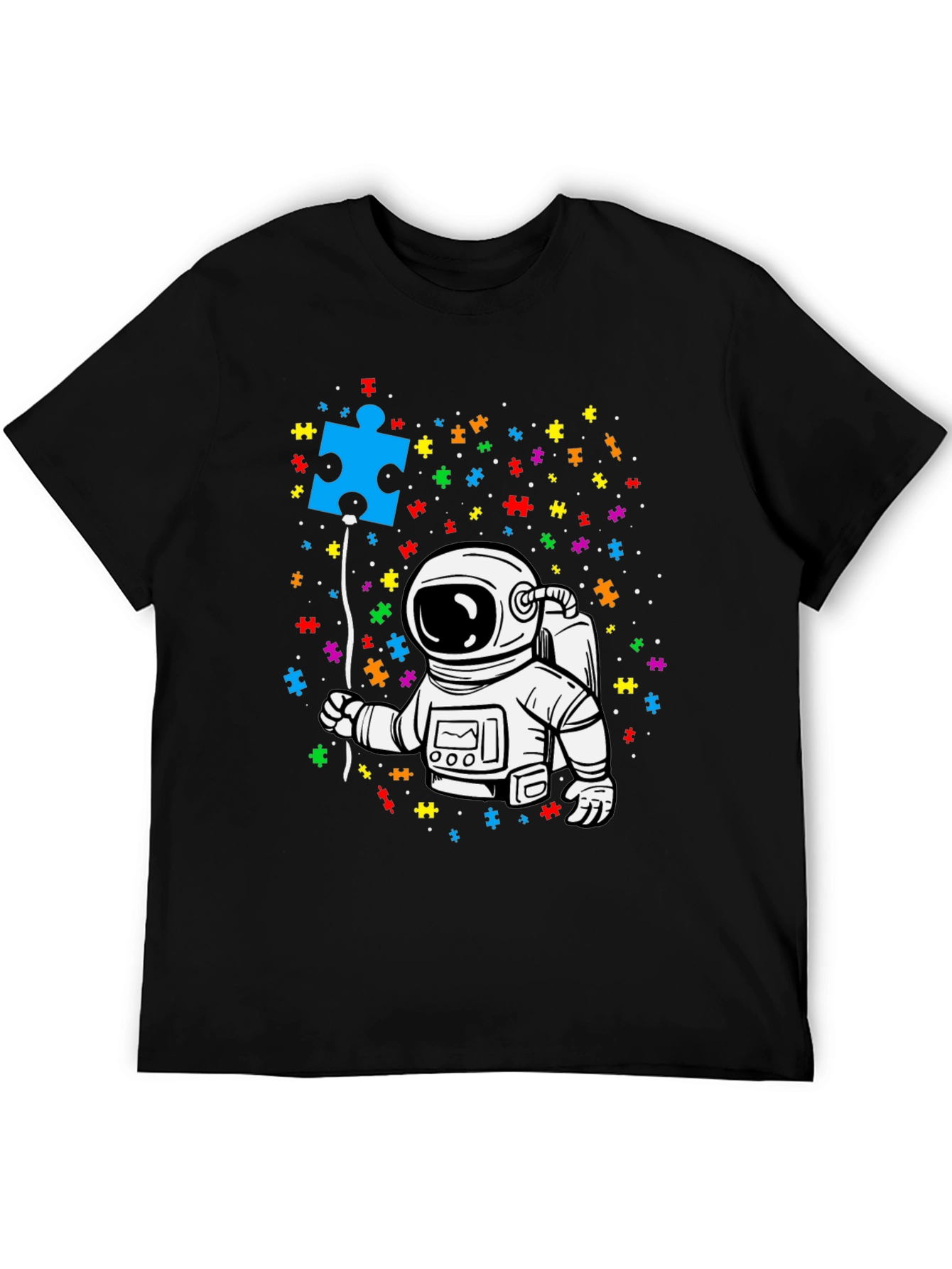 Autism Awareness Astronaut Puzzle Piece T-Shirt