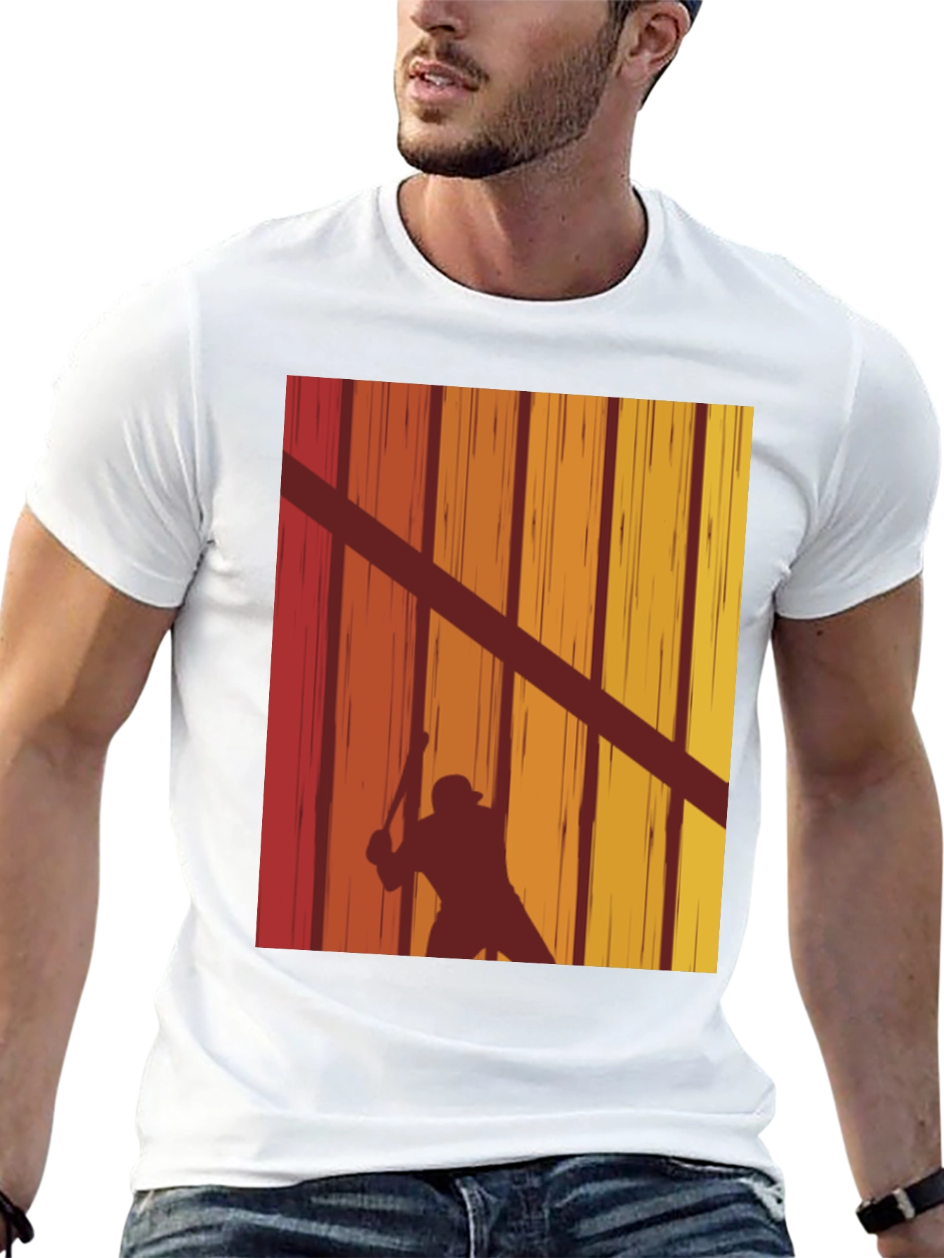 Retro Baseball Player Silhouette T-Shirt