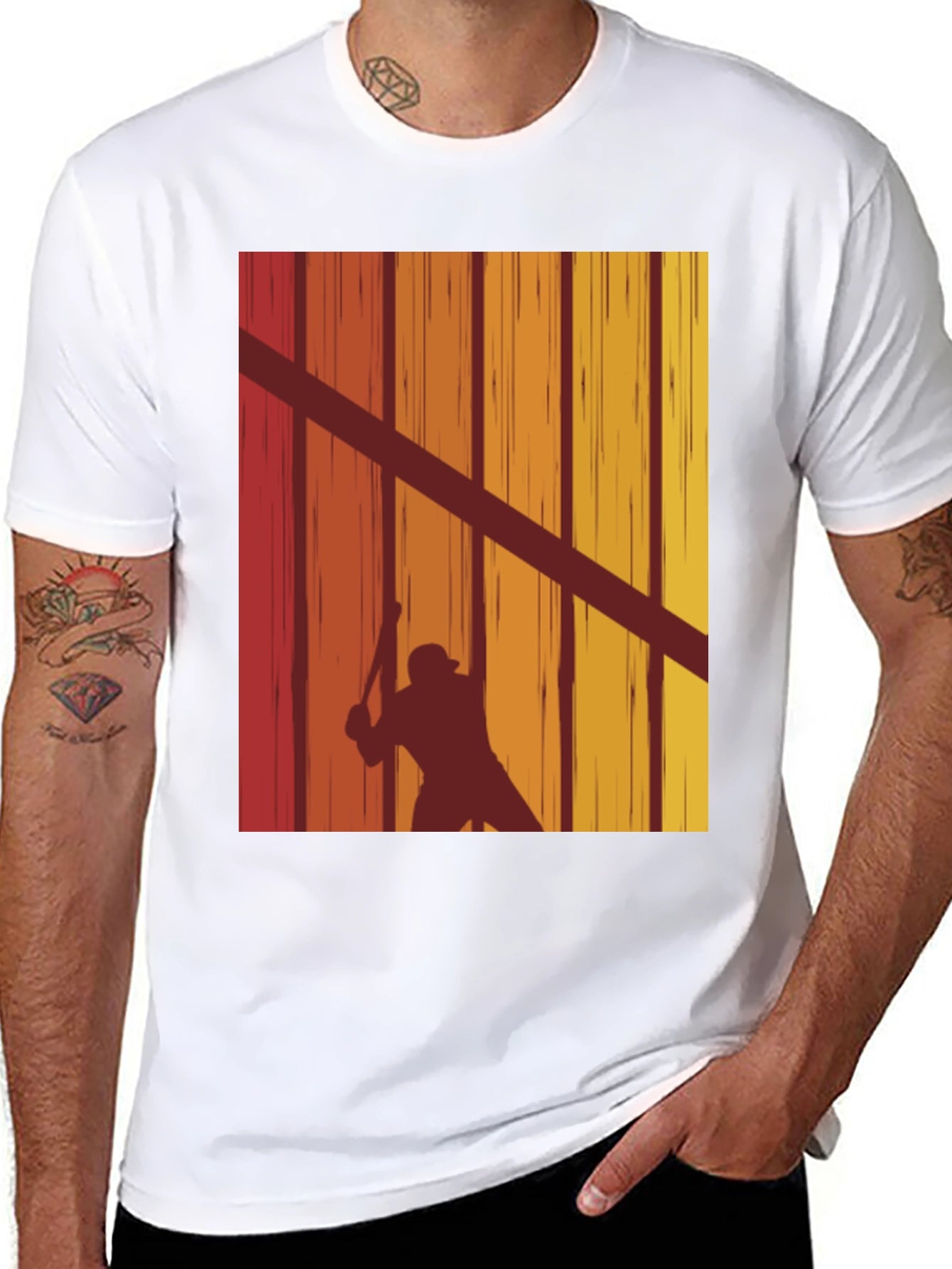 Retro Baseball Player Silhouette T-Shirt
