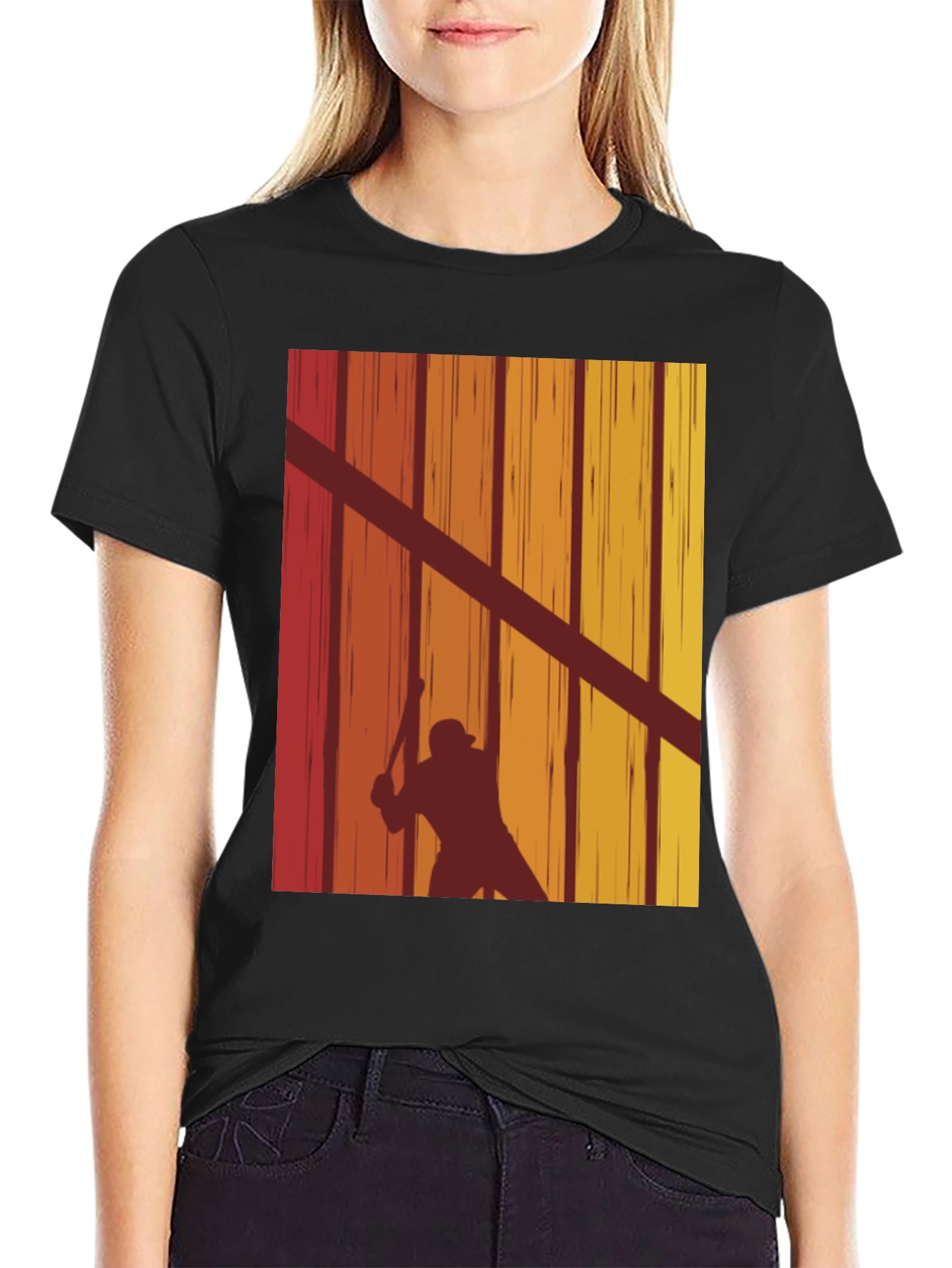 Retro Baseball Player Silhouette T-Shirt