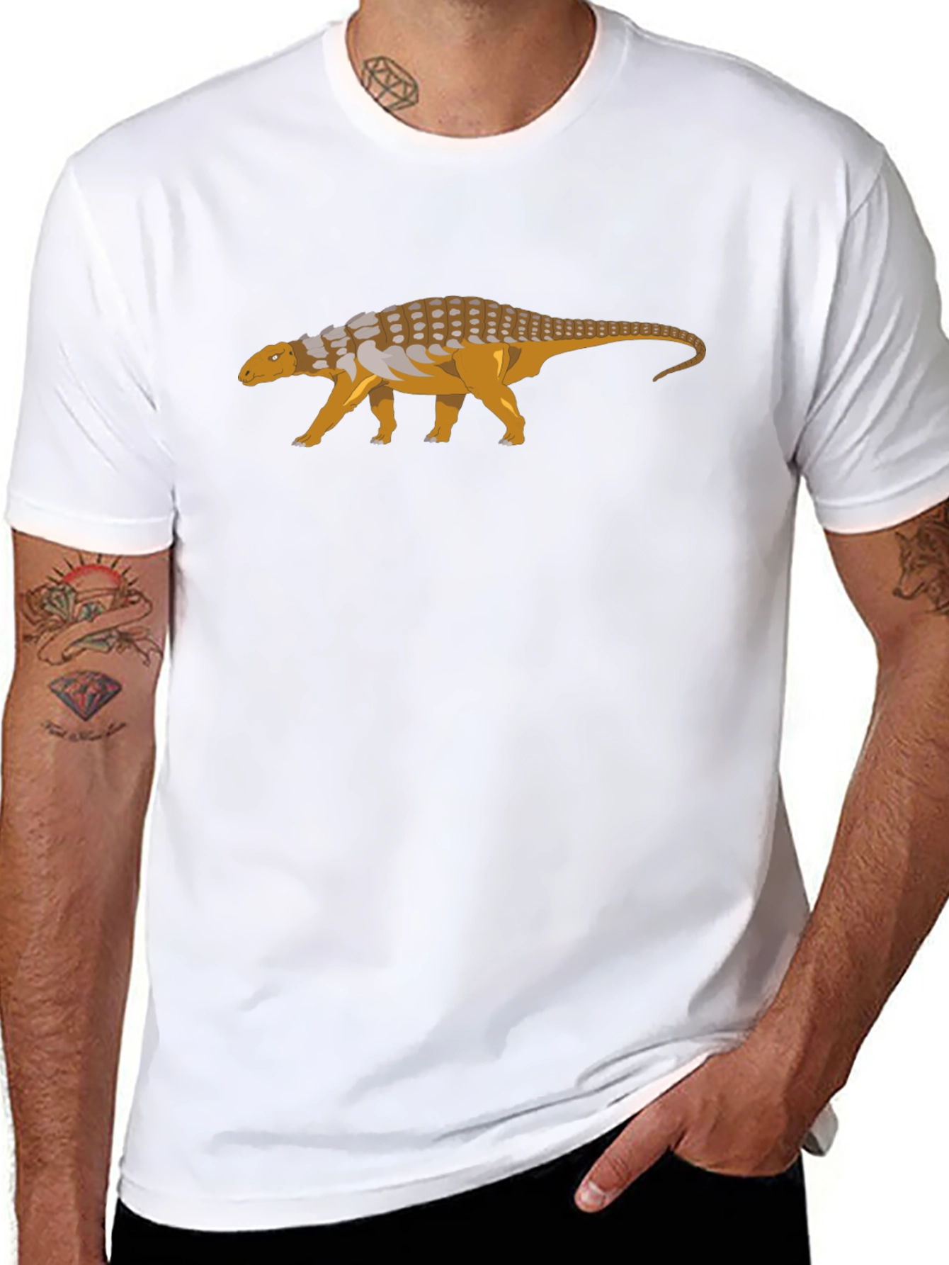 Ankylosaurus Dinosaur Graphic Tee - Black