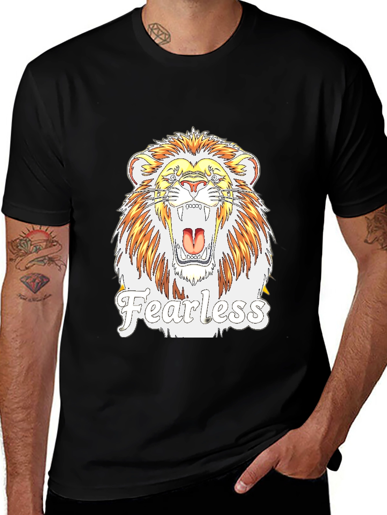 Fearless Lion Graphic Print T-Shirt