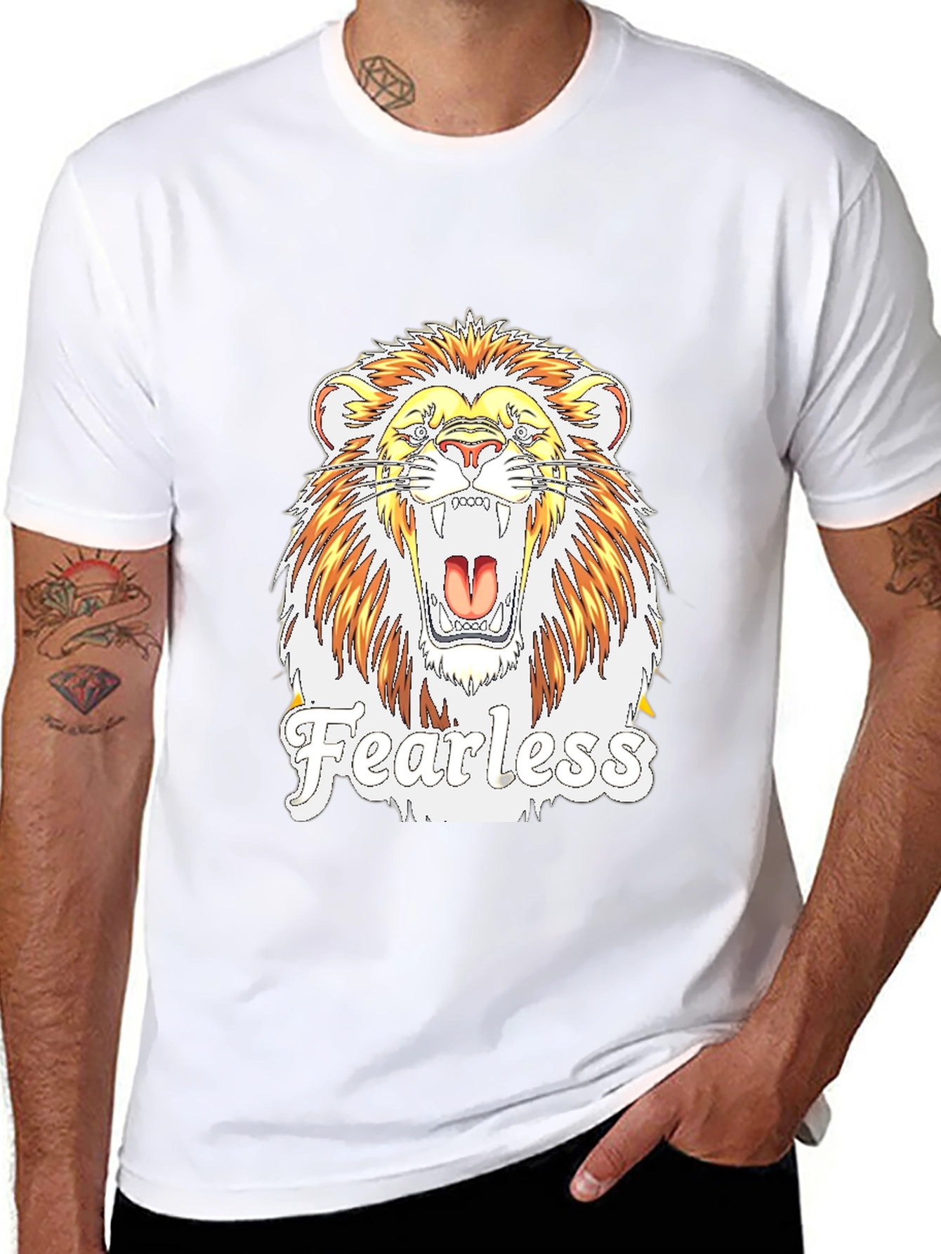 Fearless Lion Graphic Print T-Shirt