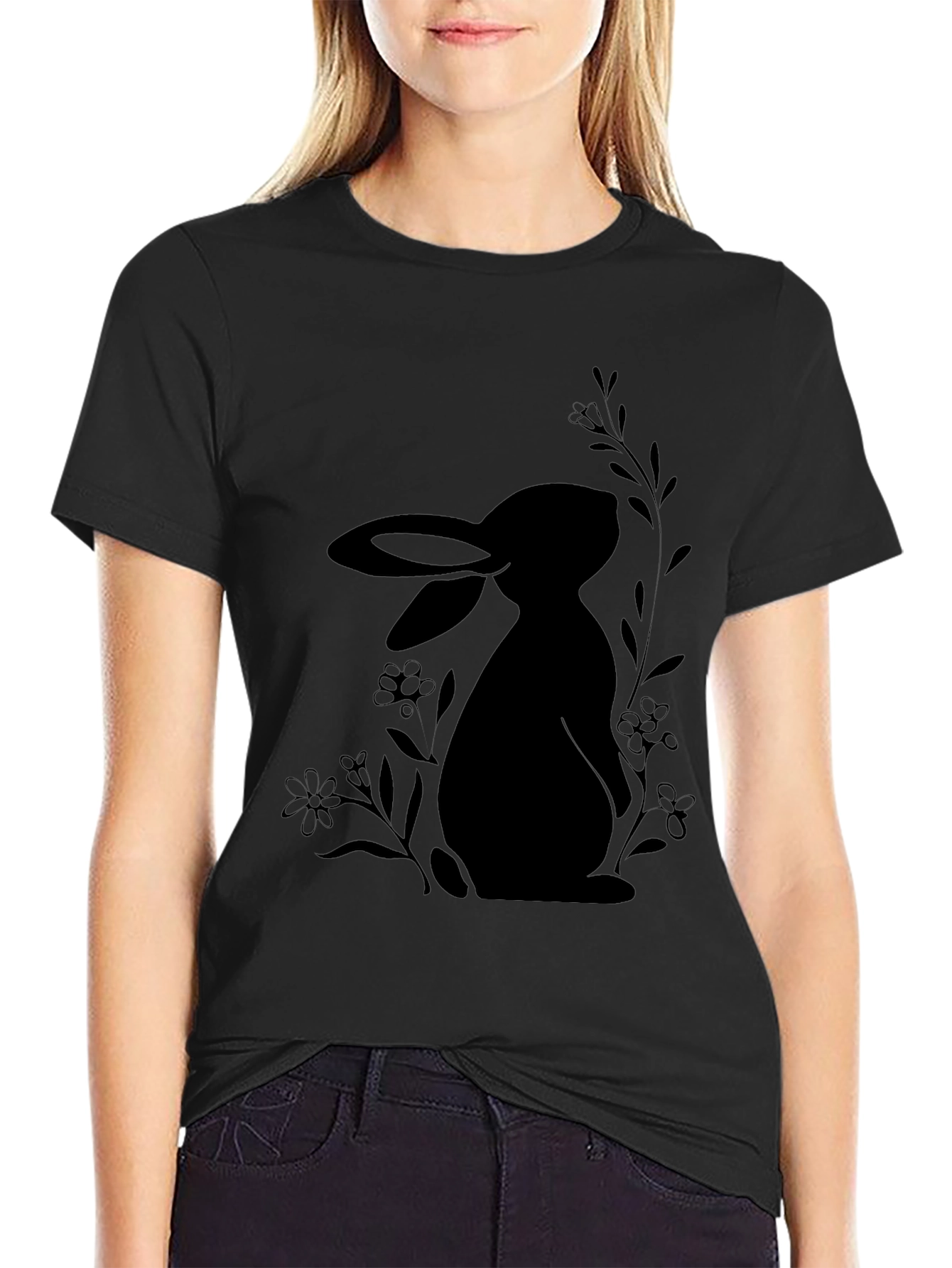 Black Bunny Silhouette Graphic Tee