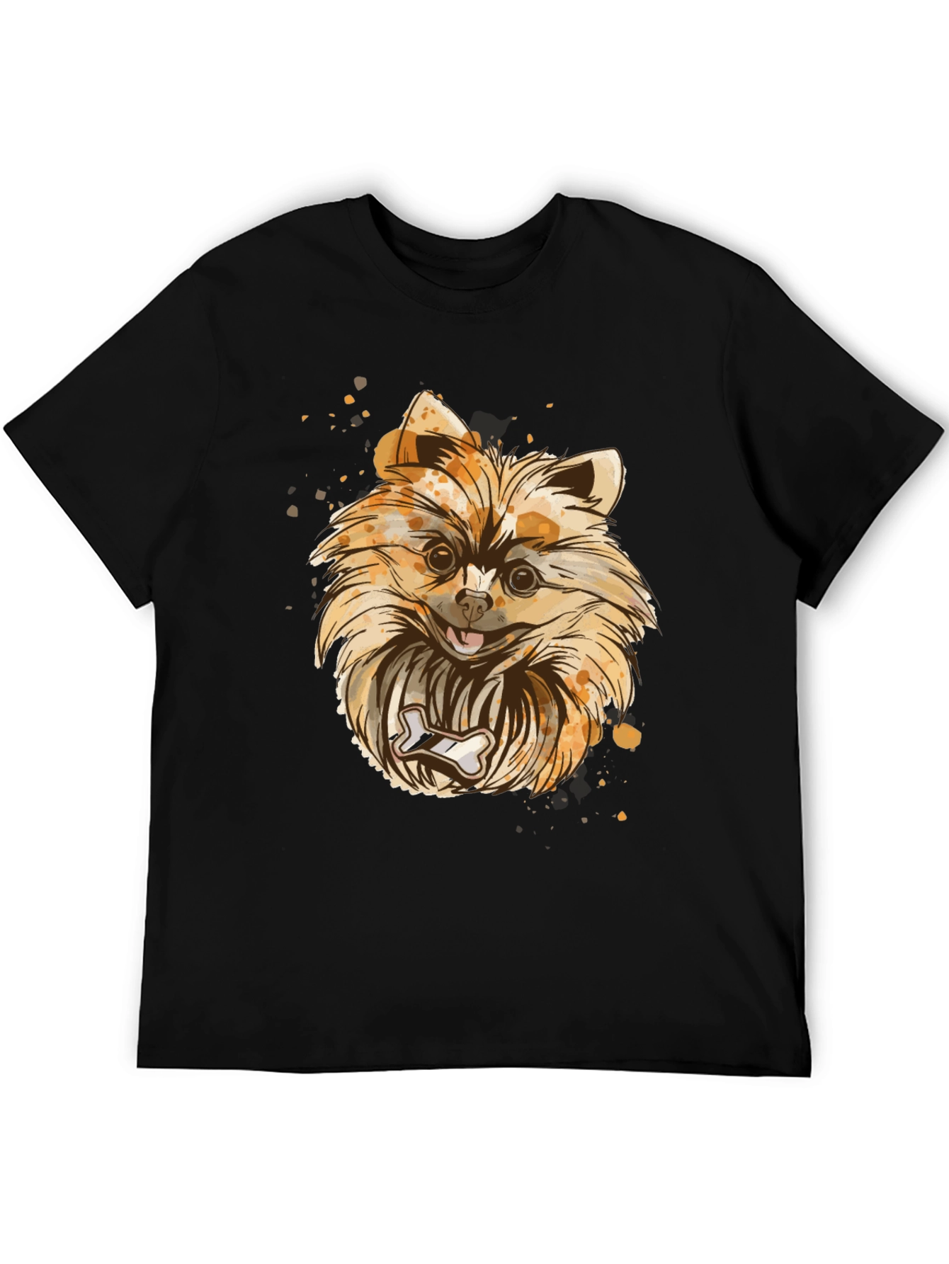 Pomeranian Dog Graphic T-Shirt - Black