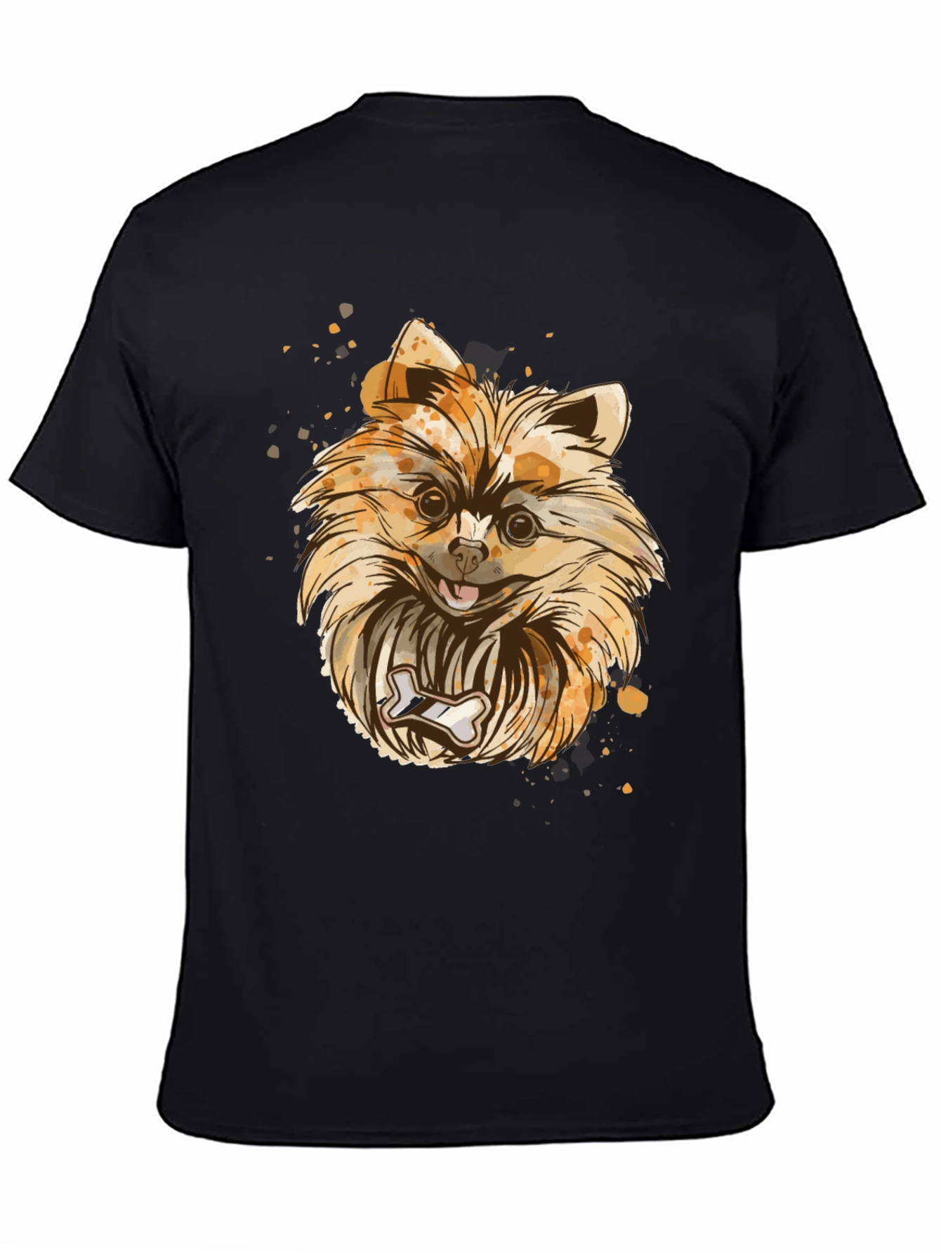 Pomeranian Dog Graphic T-Shirt - Black
