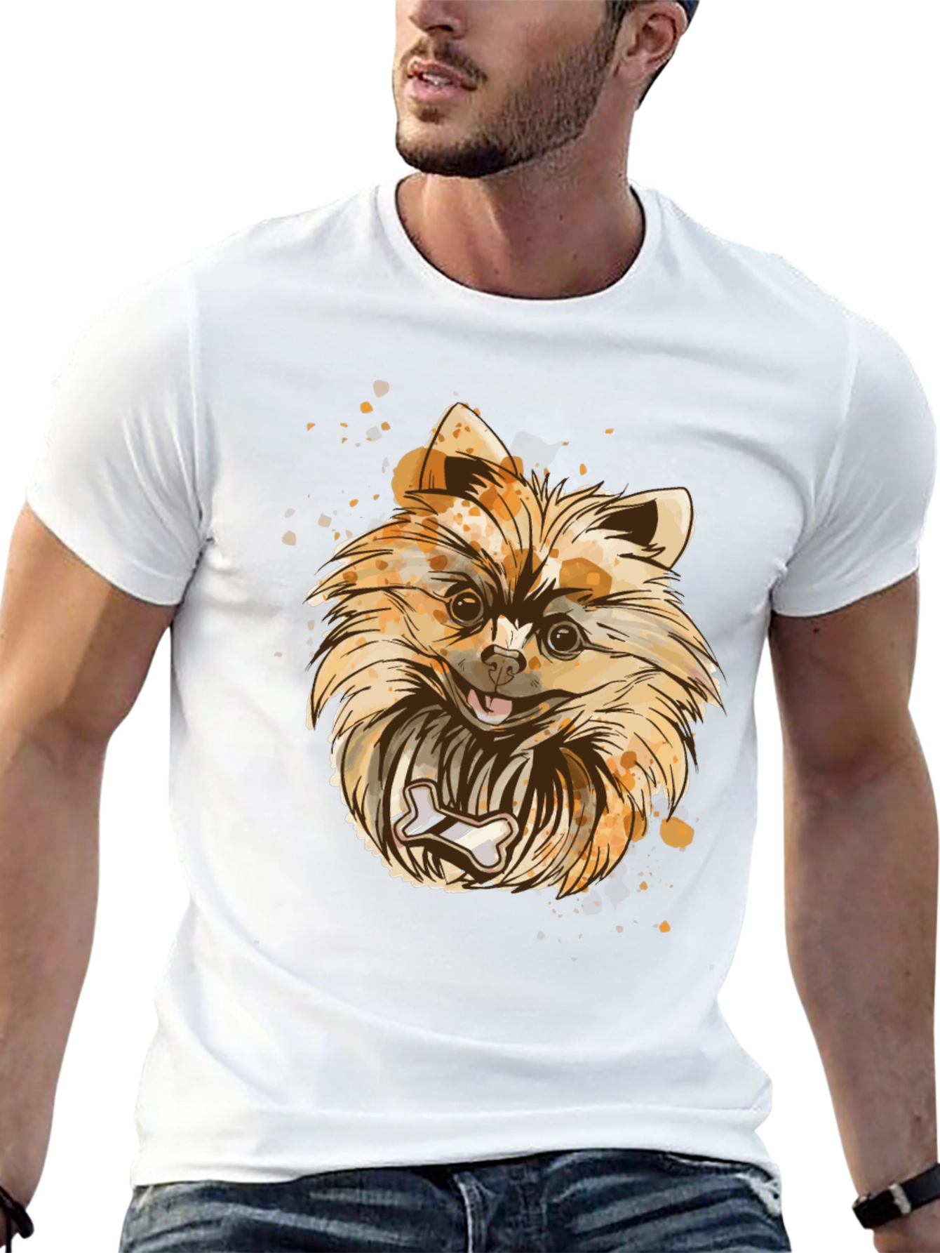 Pomeranian Dog Graphic T-Shirt - Black