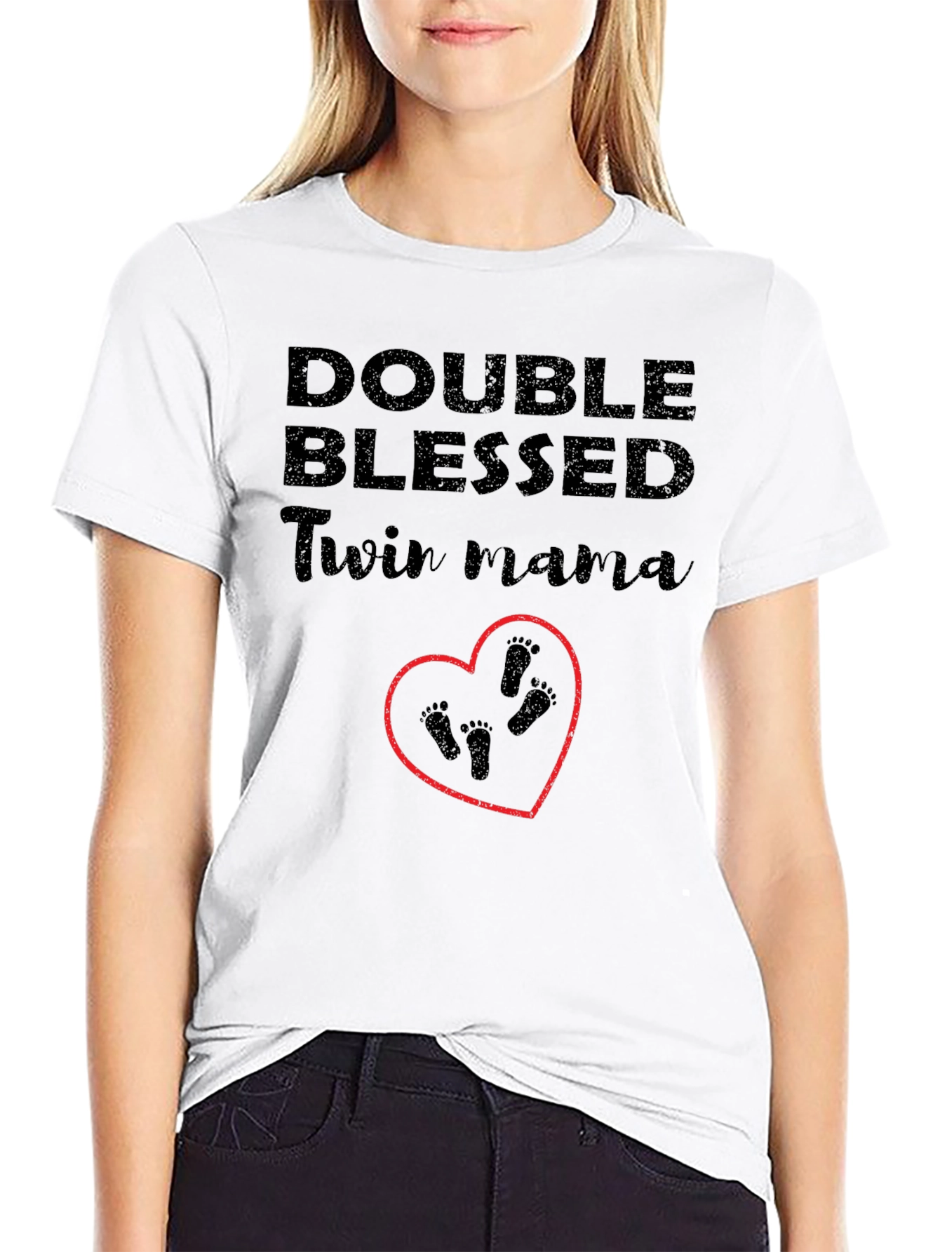 Double Blessed Twin Mama Graphic Tee
