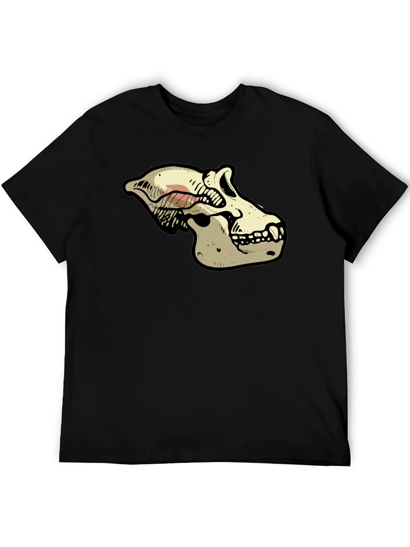 Primate Skull Graphic Tee - Black Cotton T-Shirt