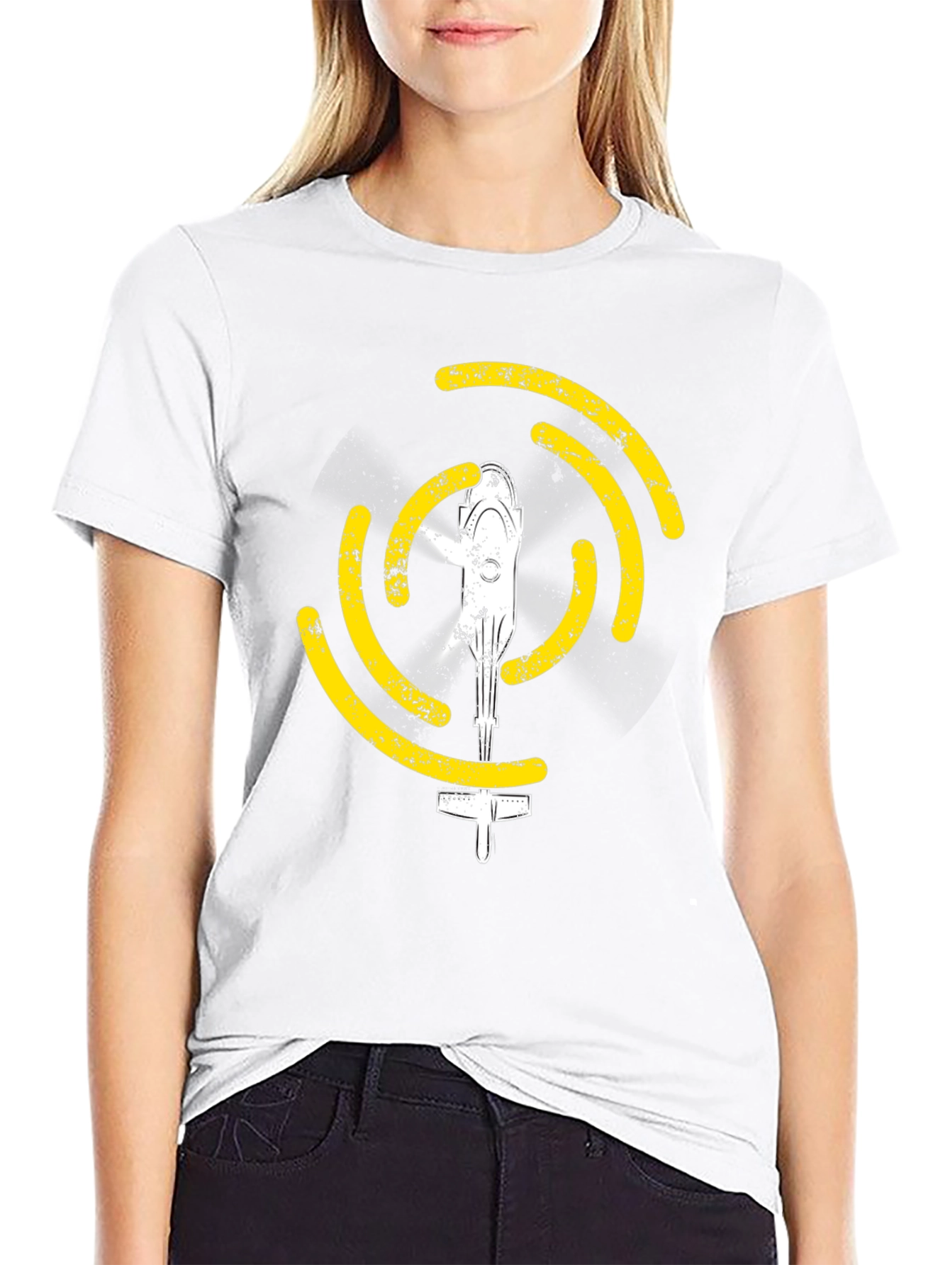Helicopter Graphic Tee - Black Cotton T-Shirt
