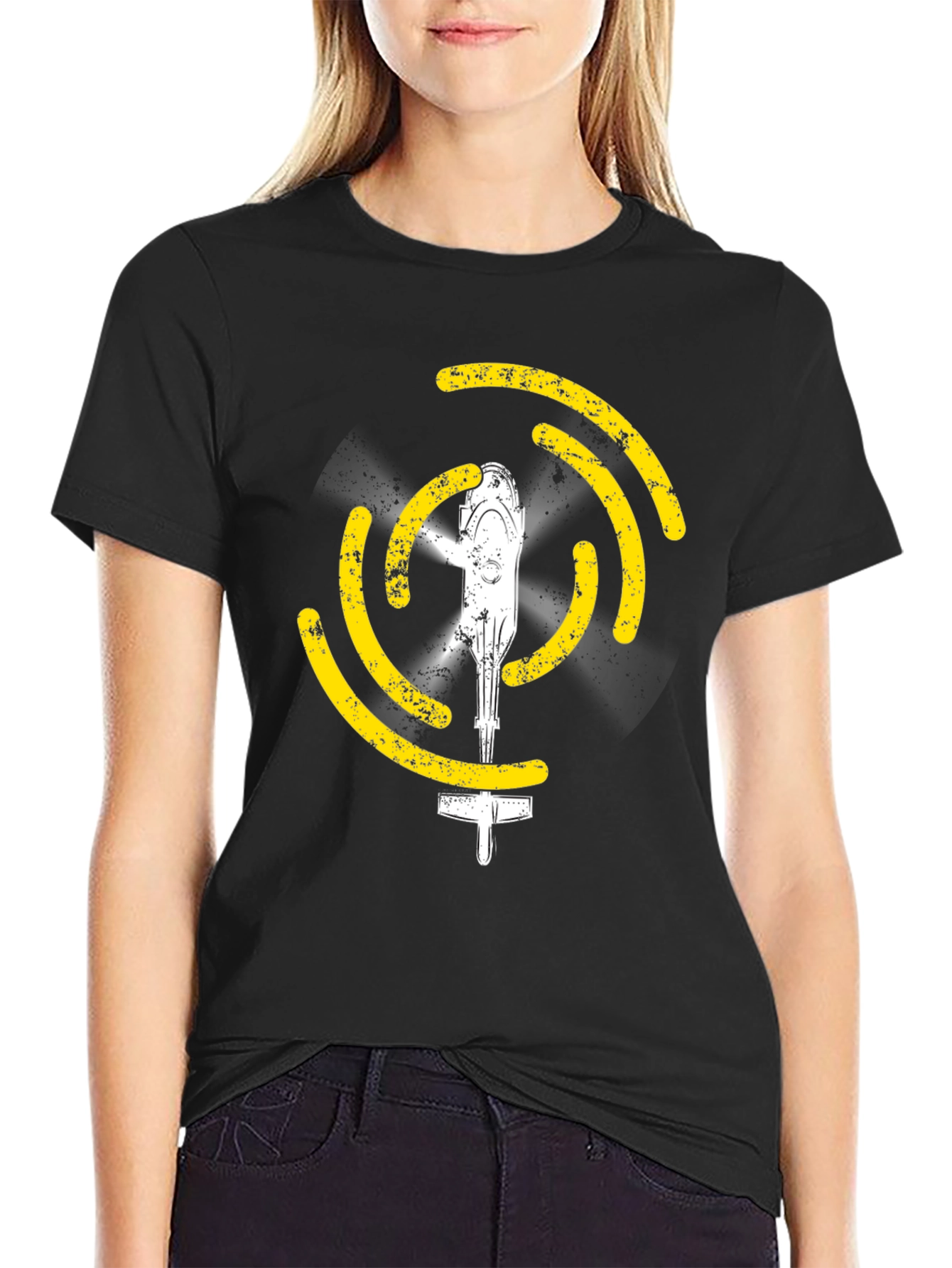 Helicopter Graphic Tee - Black Cotton T-Shirt