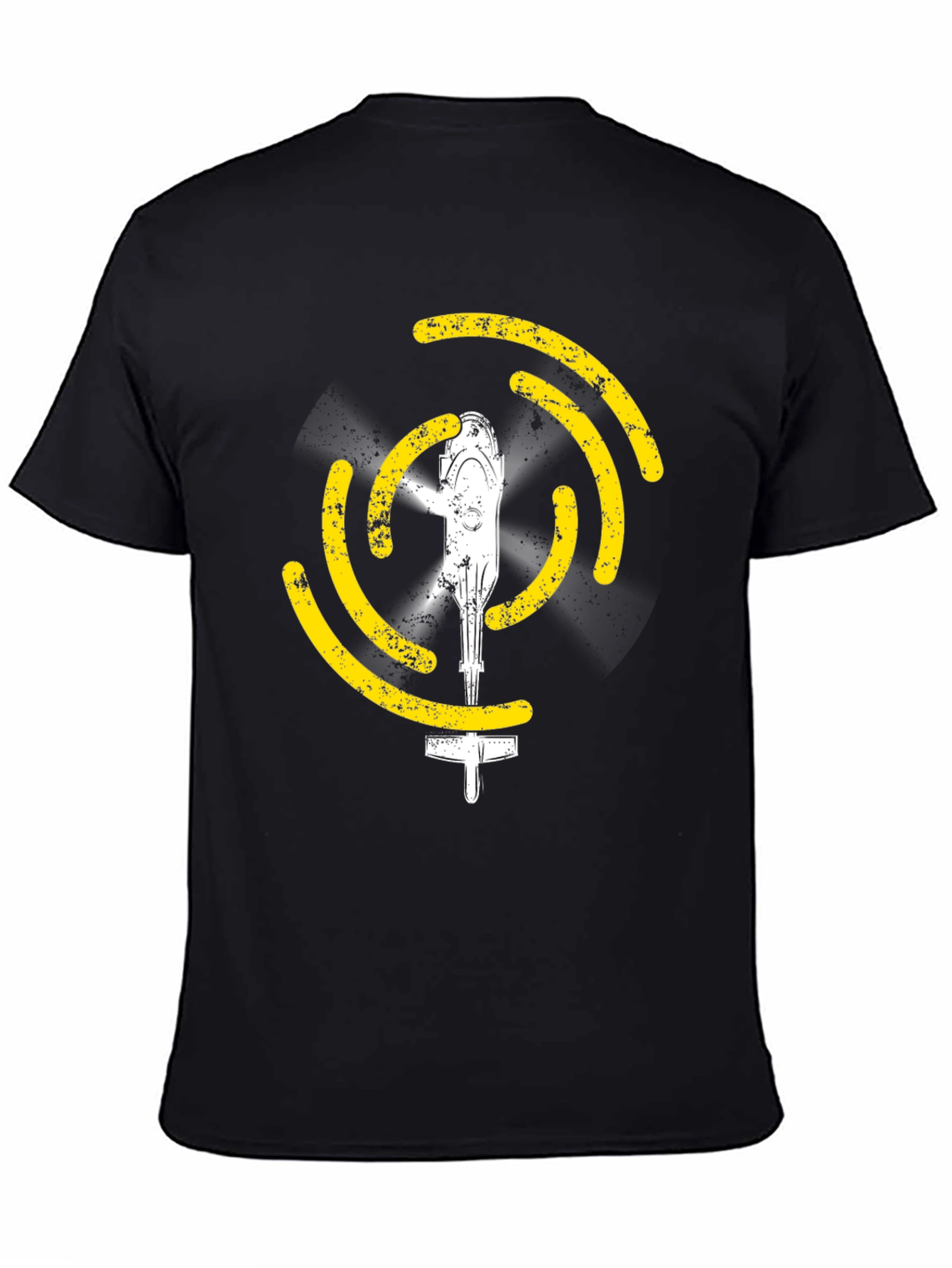 Helicopter Graphic Tee - Black Cotton T-Shirt