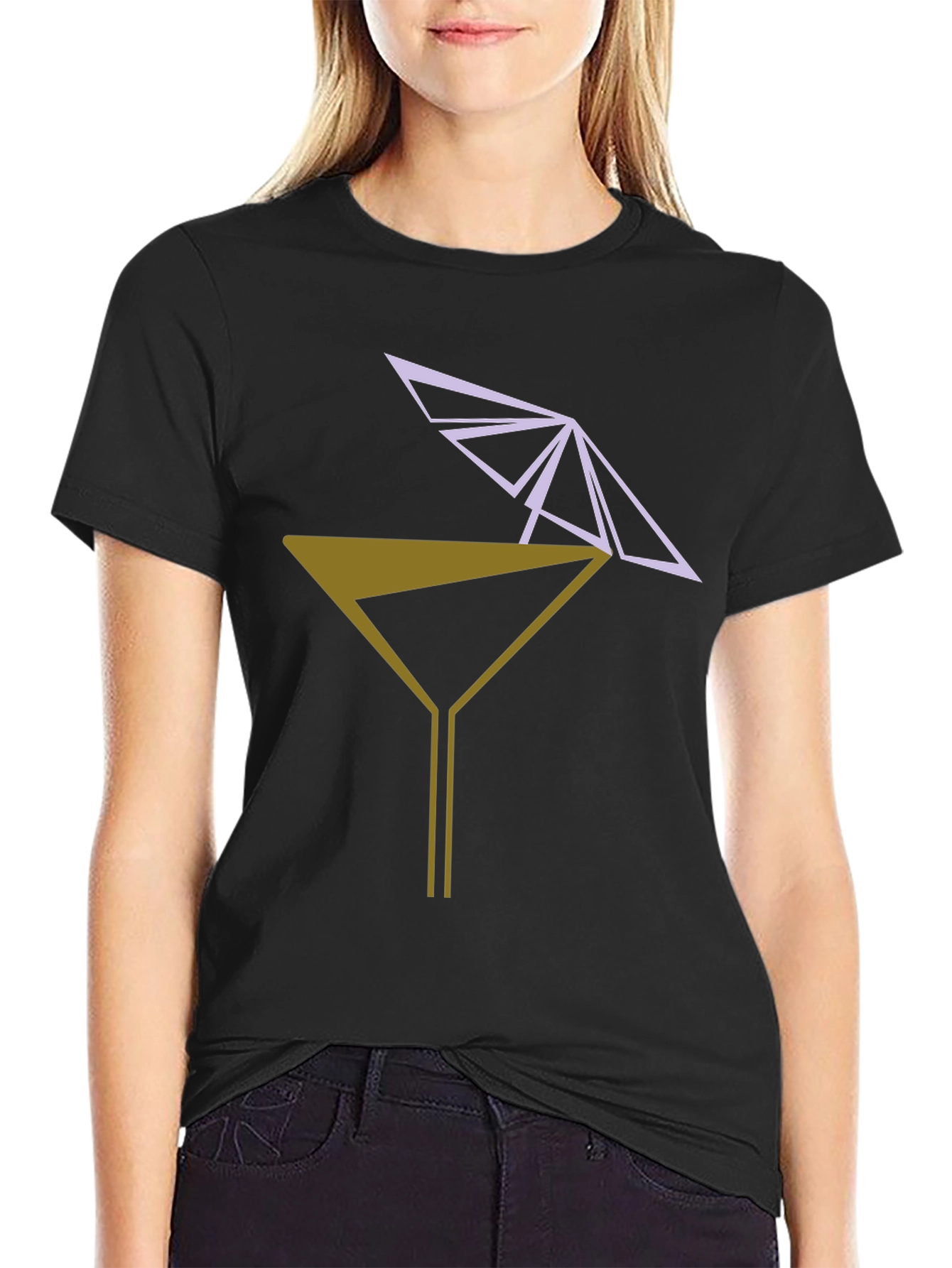 Geometric Martini T-Shirt - Modern Cocktail Tee