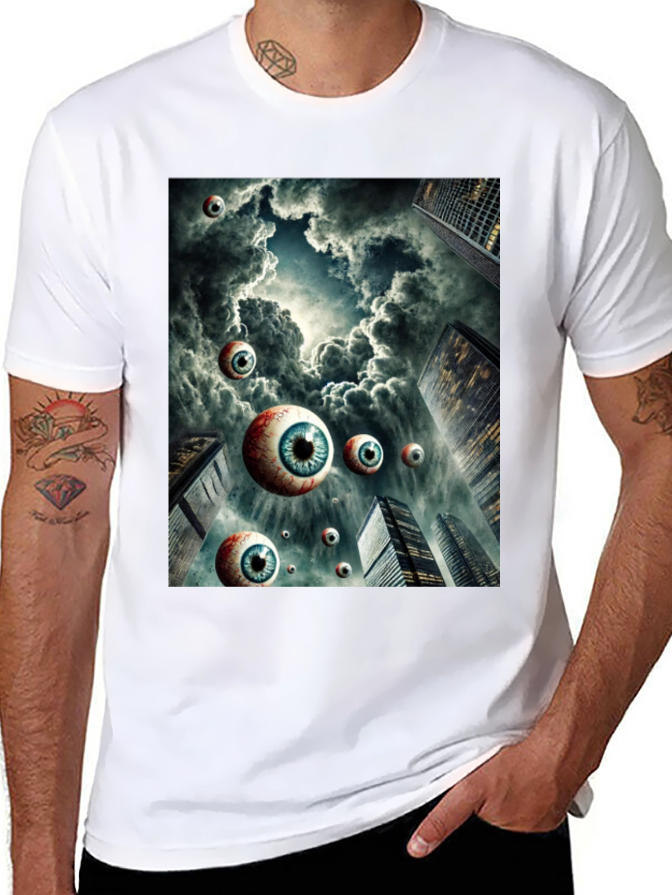 Surreal Eyes in the Sky Graphic Tee