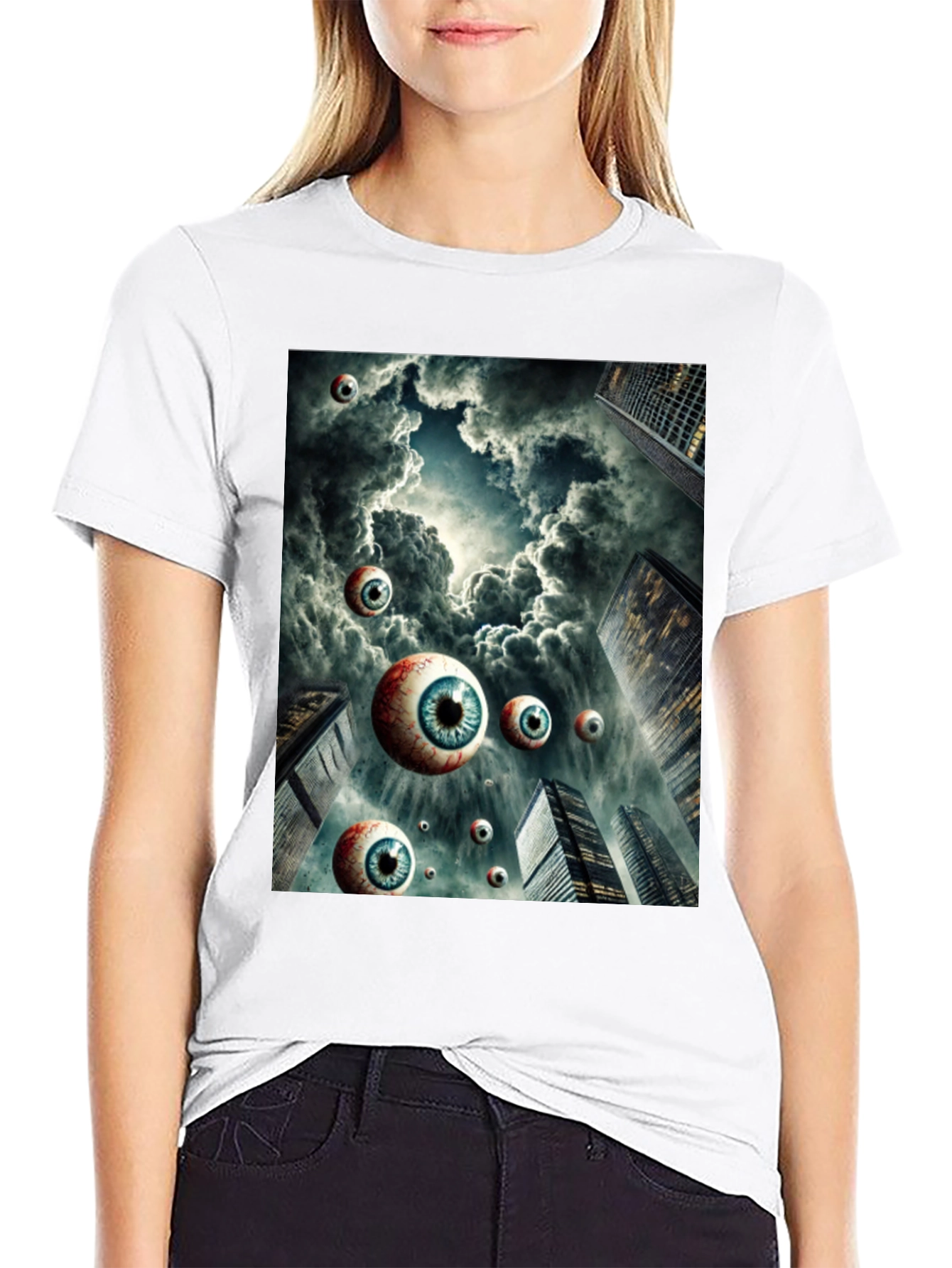 Surreal Eyes in the Sky Graphic Tee