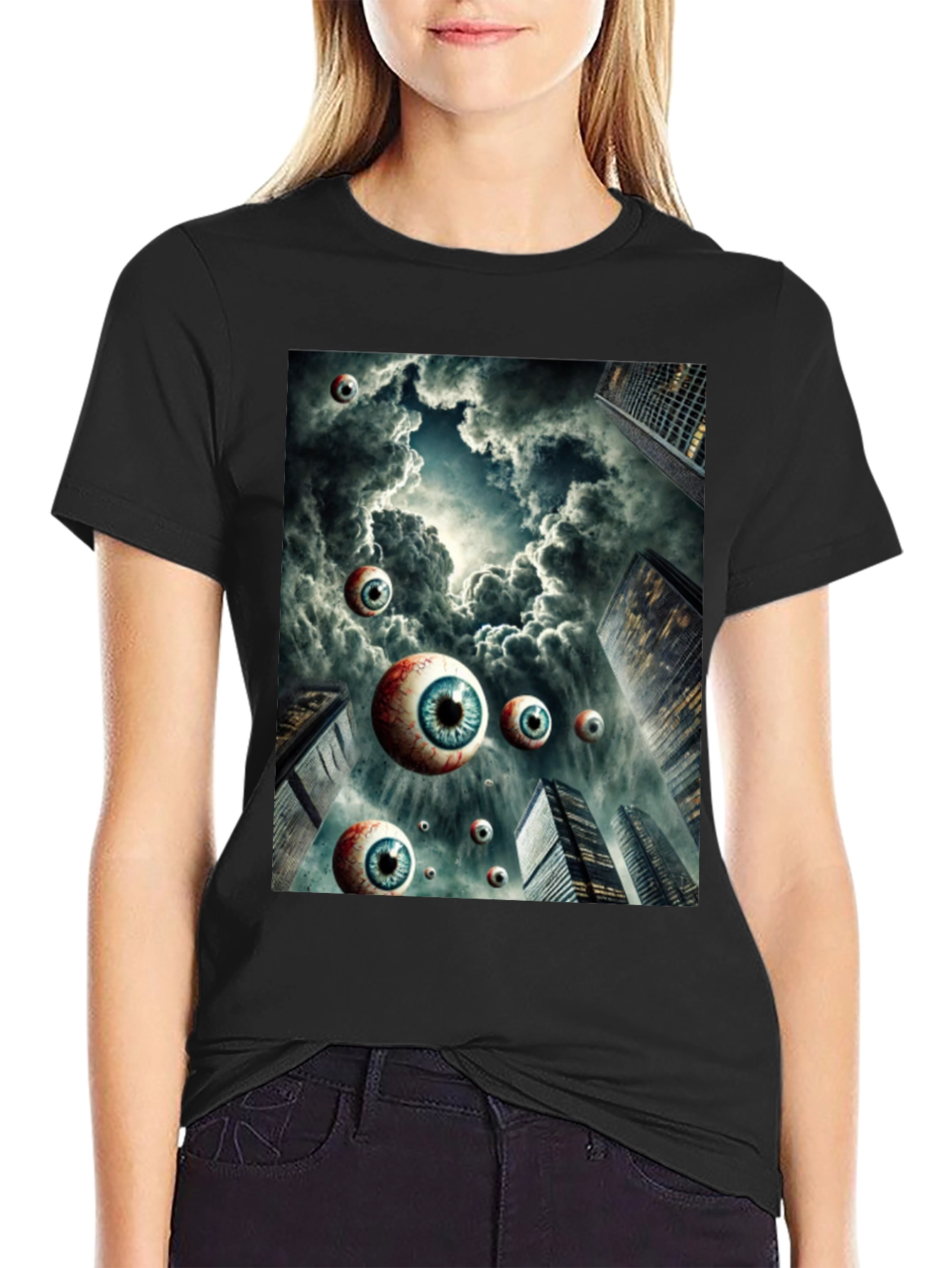 Surreal Eyes in the Sky Graphic Tee