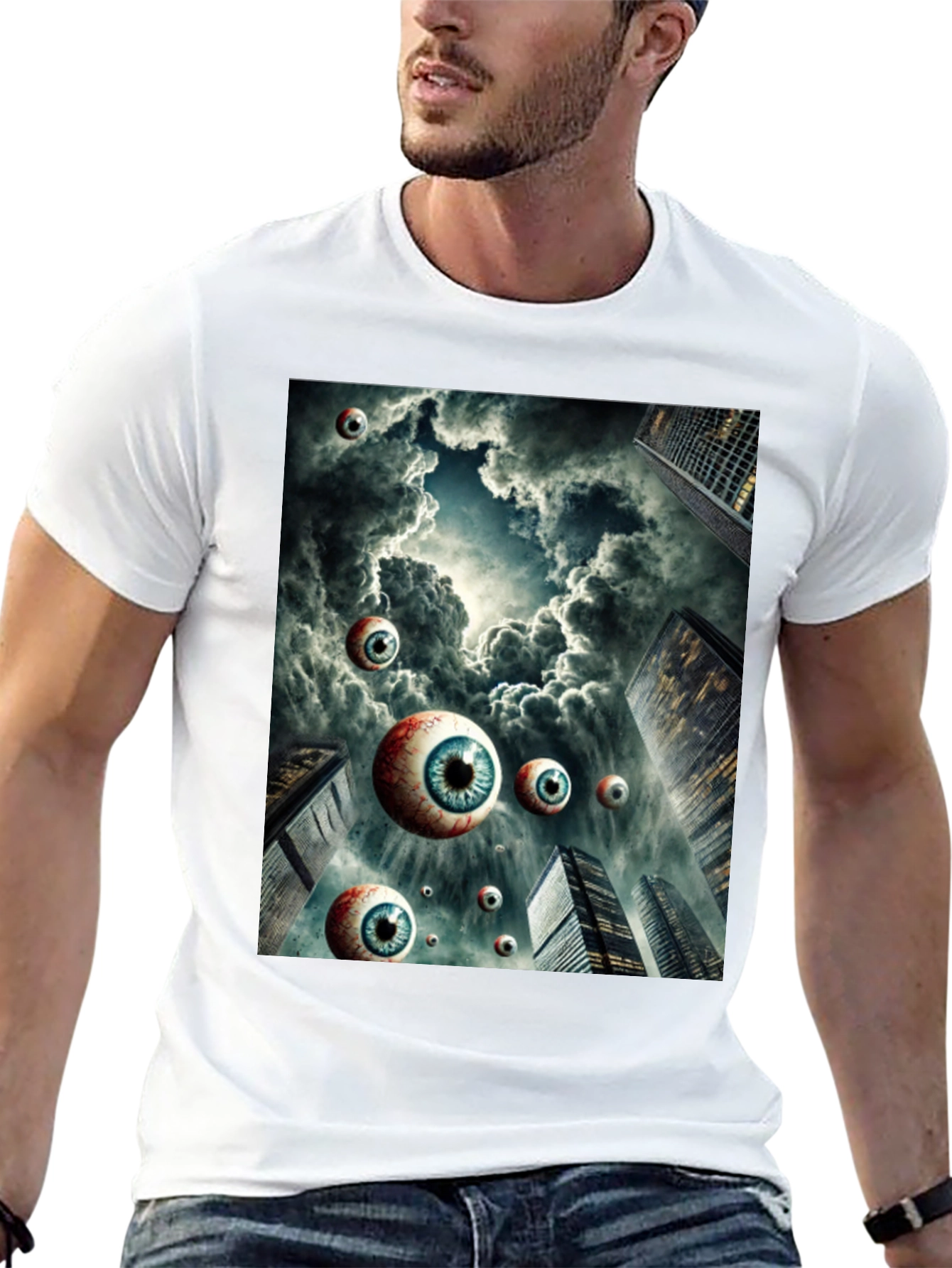 Surreal Eyes in the Sky Graphic Tee