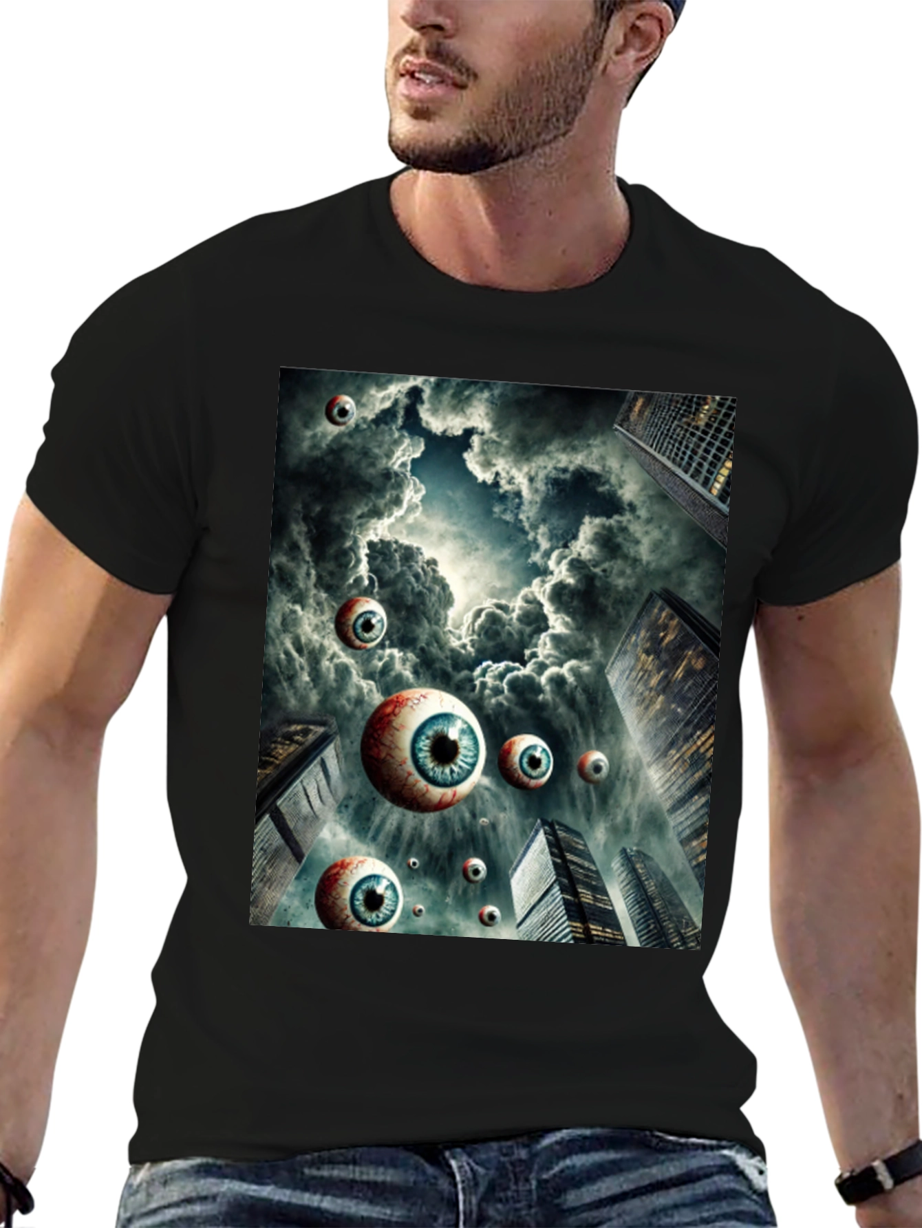 Surreal Eyes in the Sky Graphic Tee