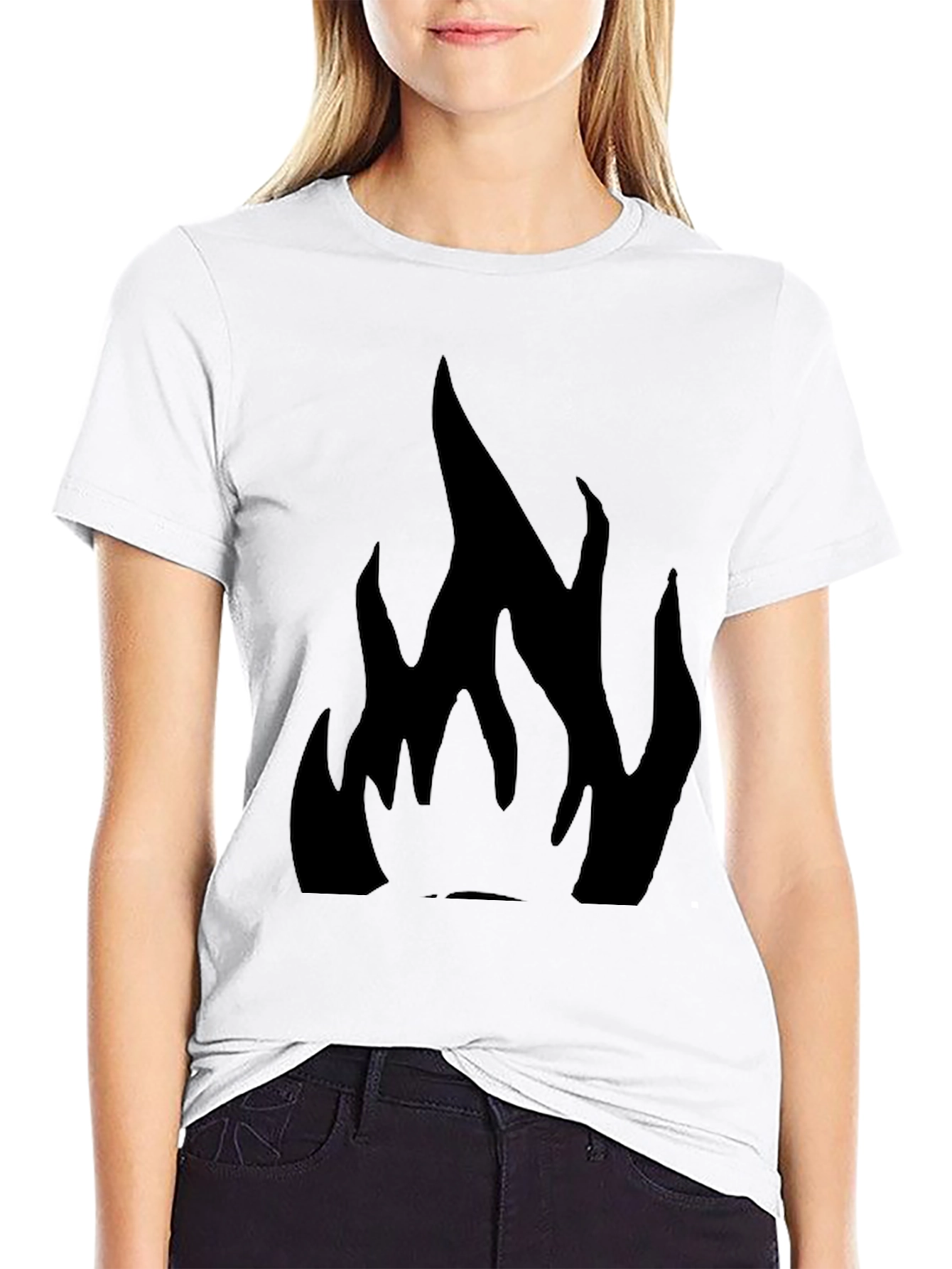 Black T-Shirt with Flame Design
