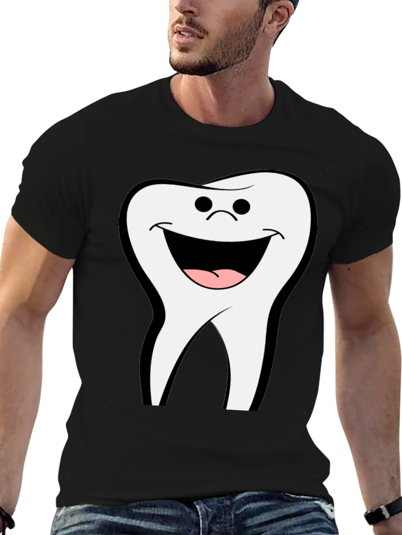 Smiling Tooth Graphic Black T-Shirt