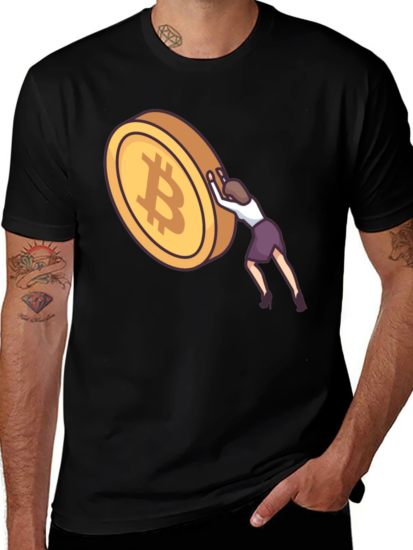 Bitcoin Woman Pushing T-Shirt