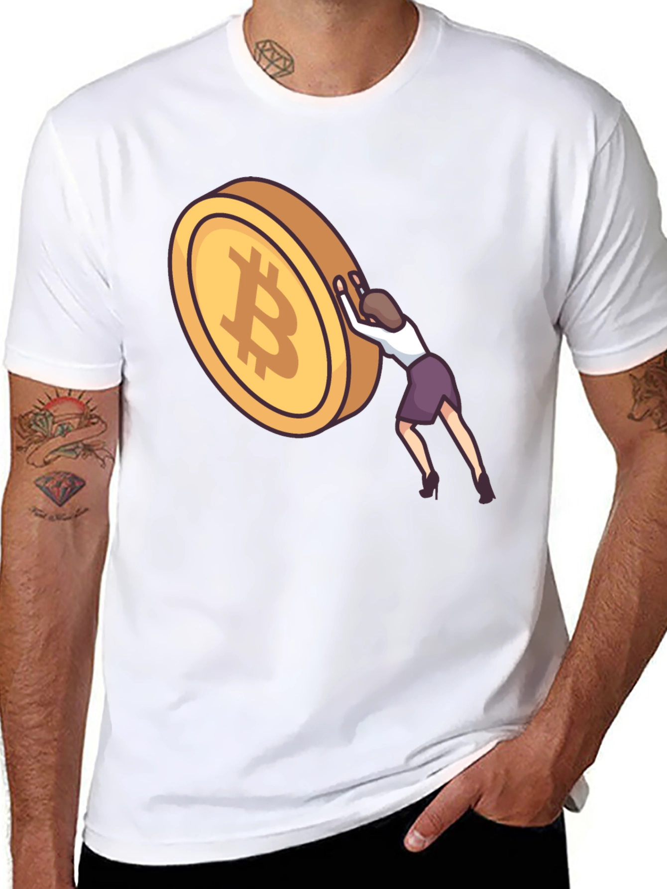 Bitcoin Woman Pushing T-Shirt