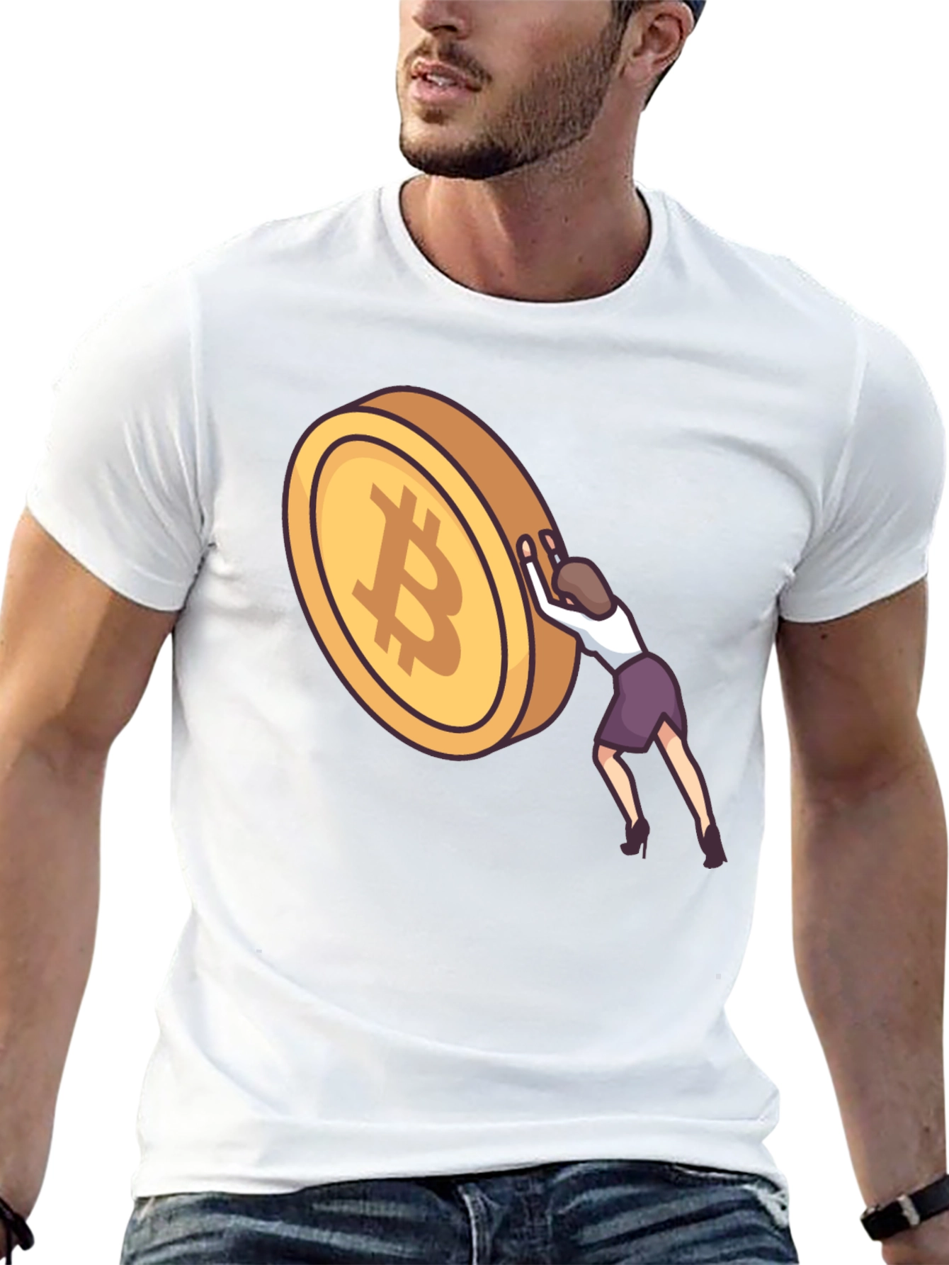 Bitcoin Woman Pushing T-Shirt