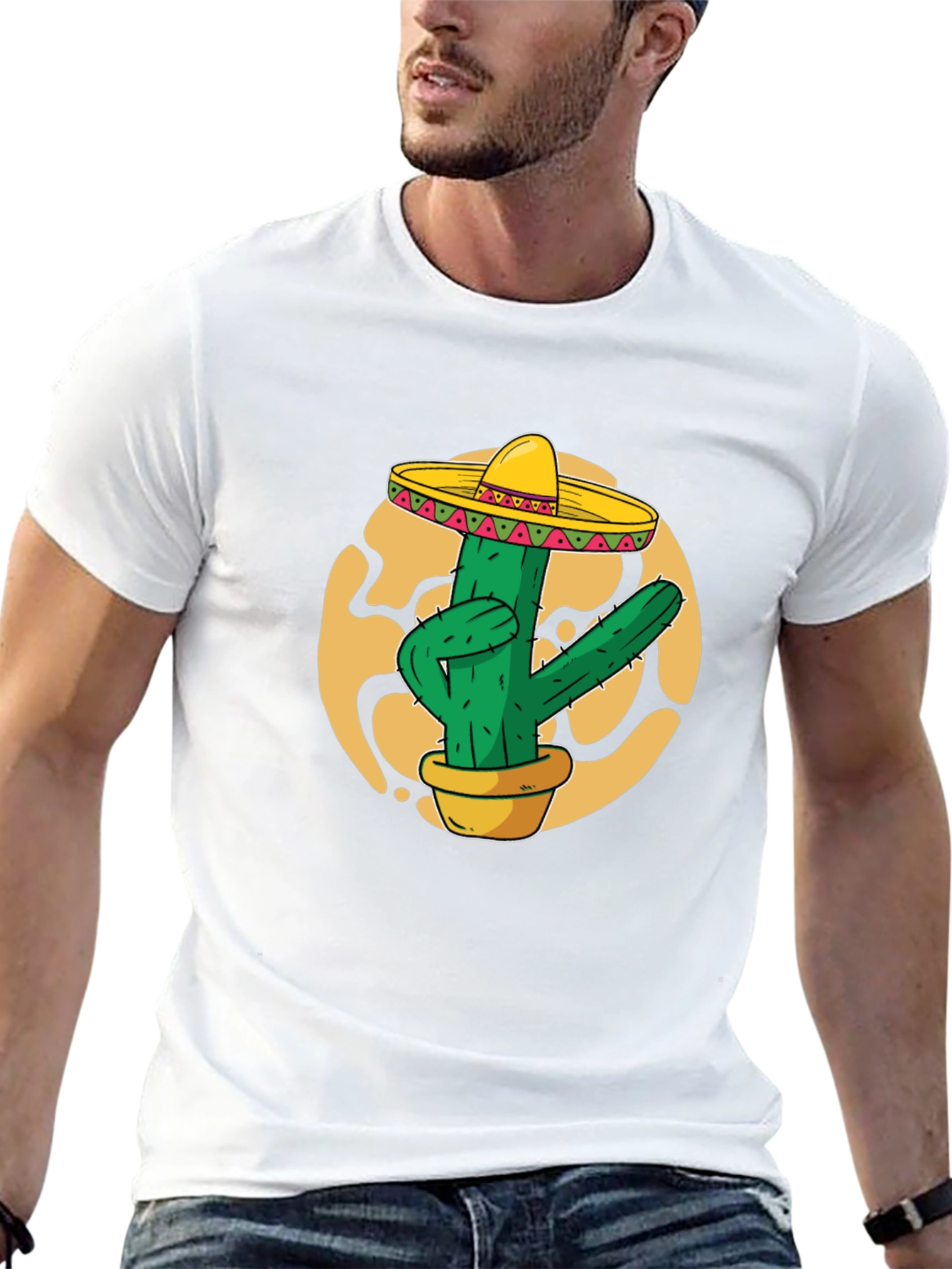 Cactus Sombrero Graphic T-Shirt - Black Cotton Tee